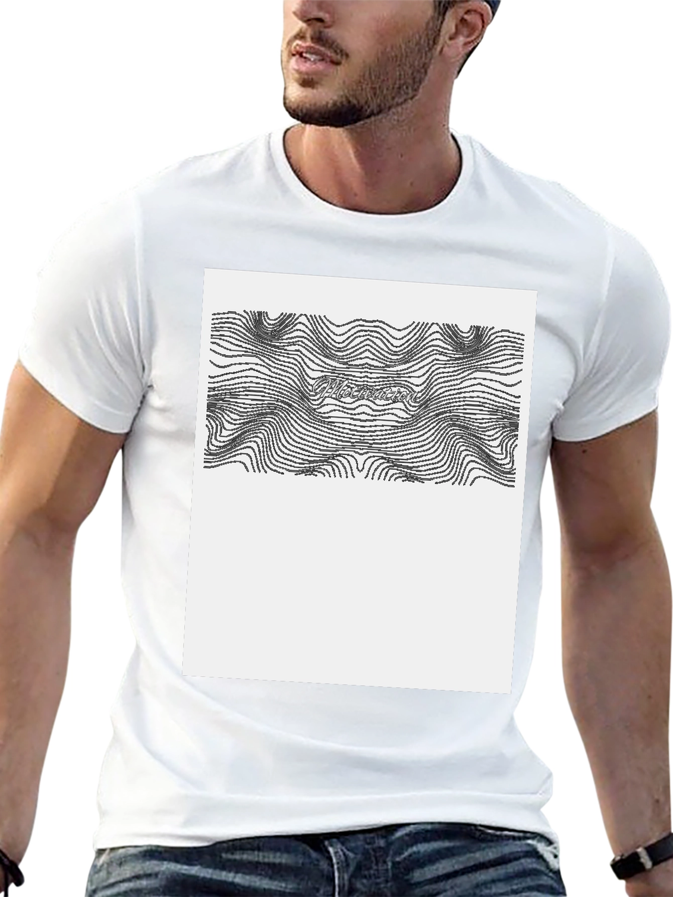 Abstract Topographic Line Art Graphic T-Shirt