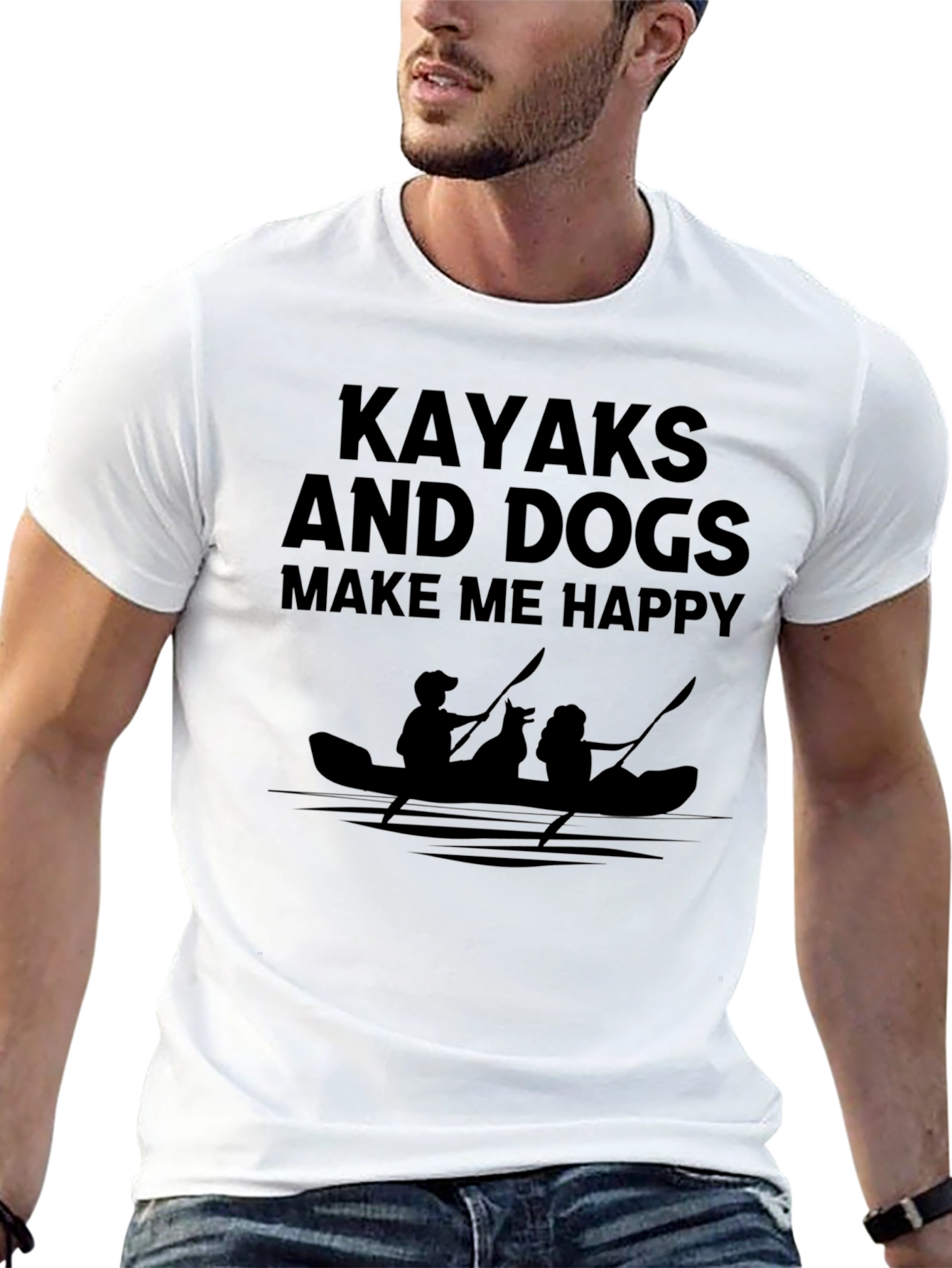 Kayaks and Dogs Graphic T-Shirt - Black