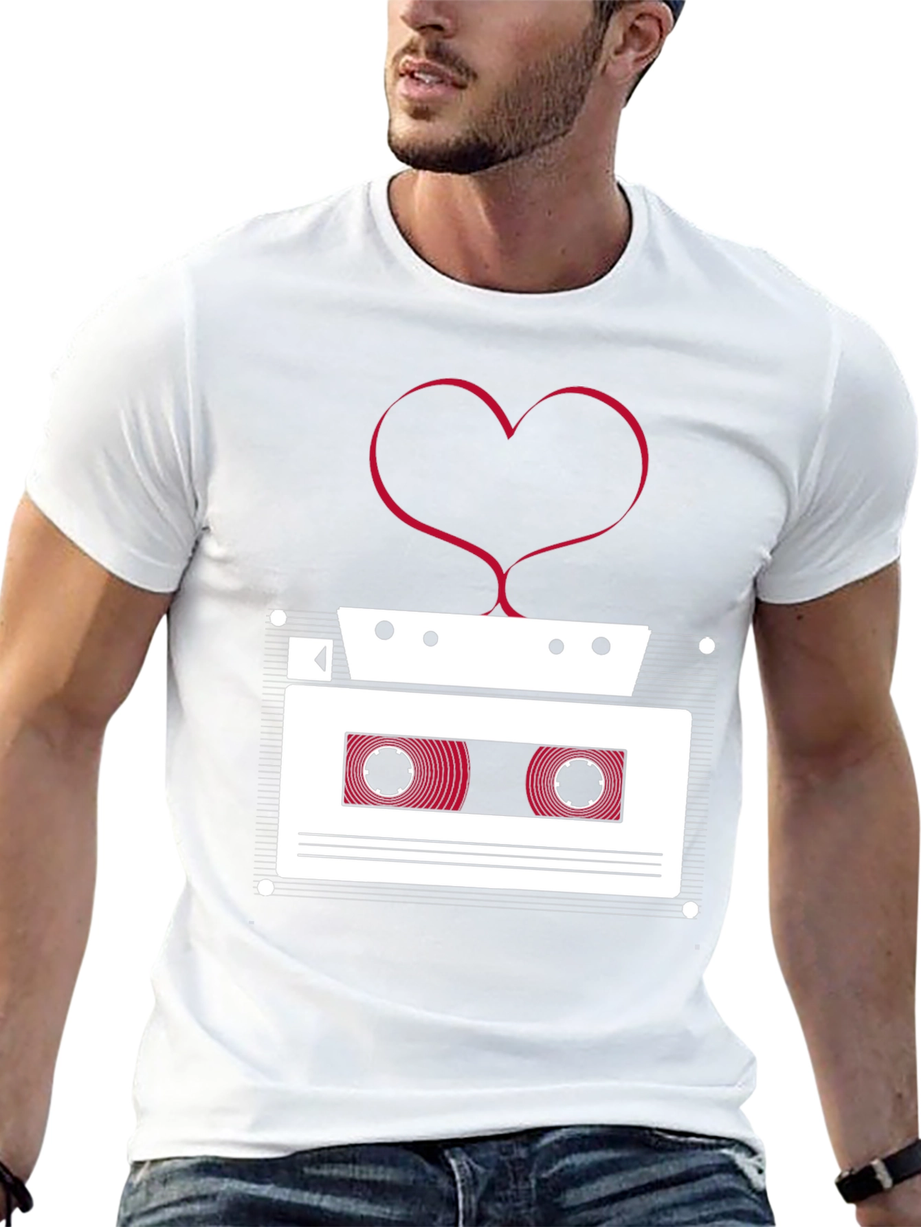 Retro Cassette Tape Heart T-Shirt - Music Lover Tee