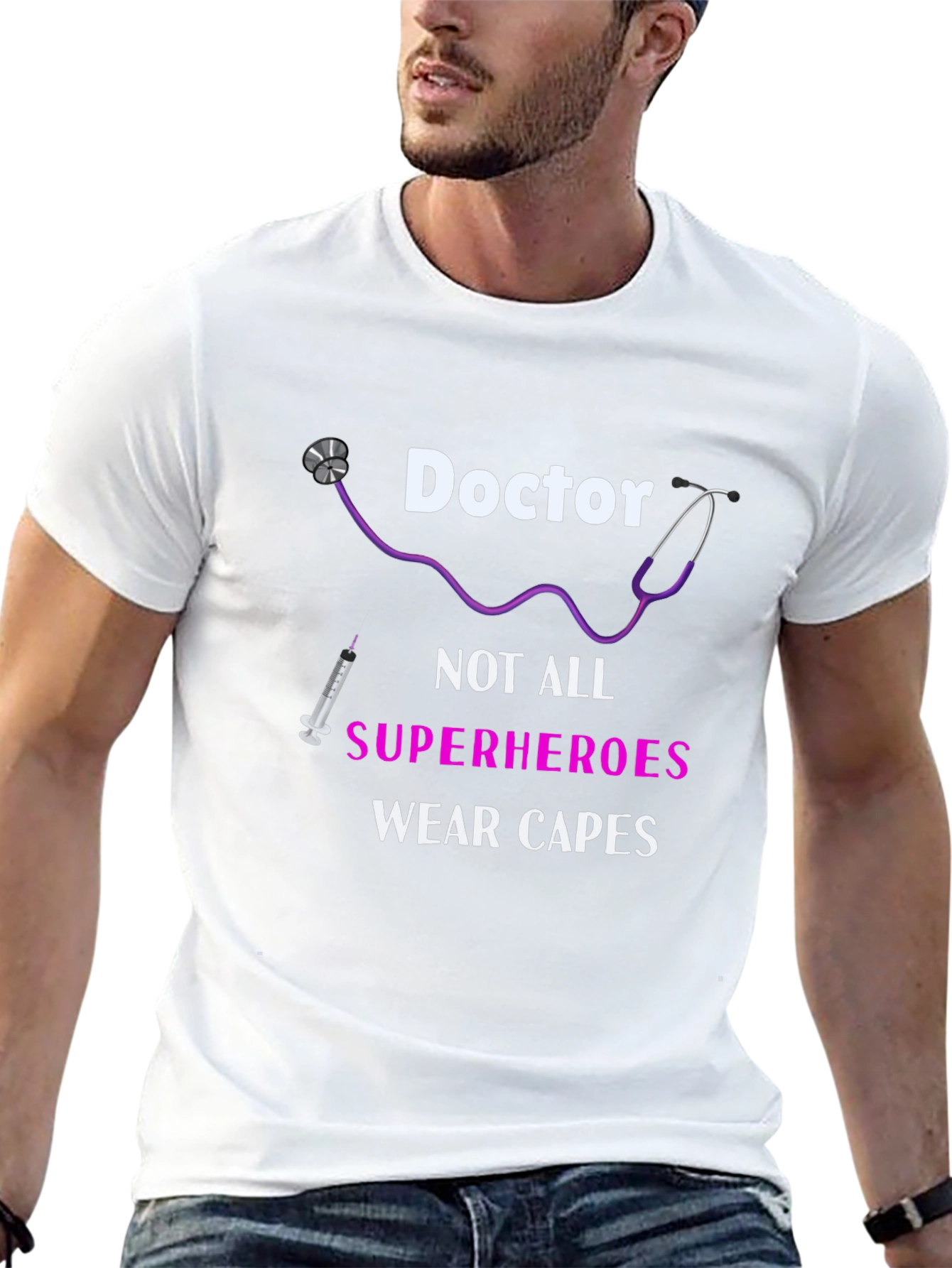 Doctor Superhero Graphic Tee - Black Cotton T-Shirt