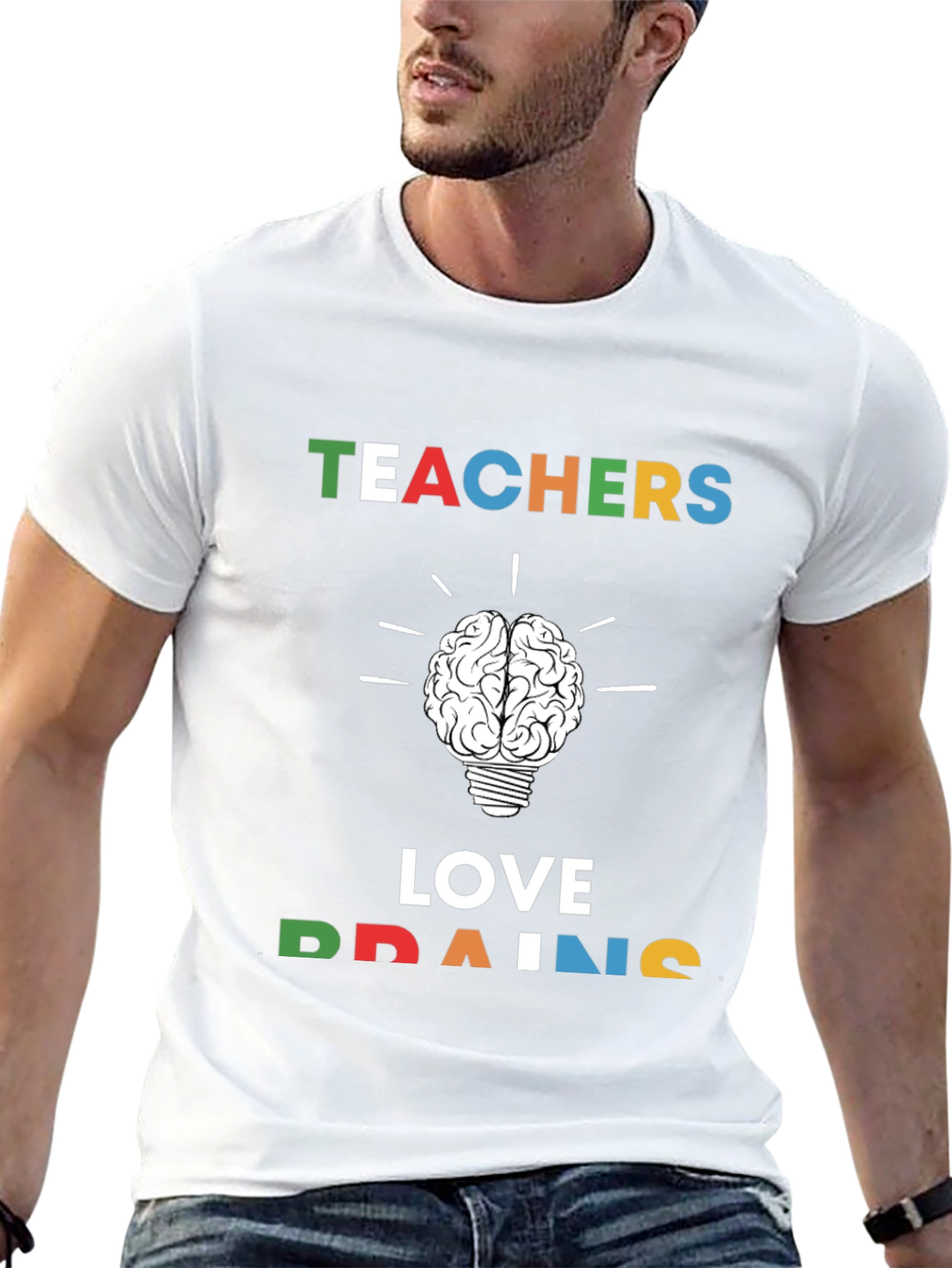Teachers Love Brains Graphic Tee - Black