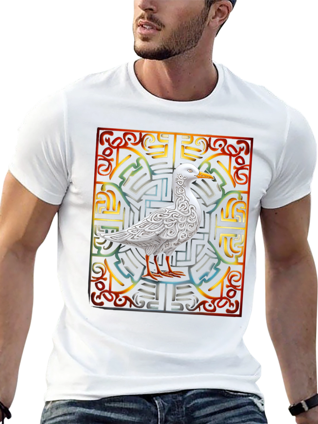 Ornate Bird Graphic Tee - Unique Design
