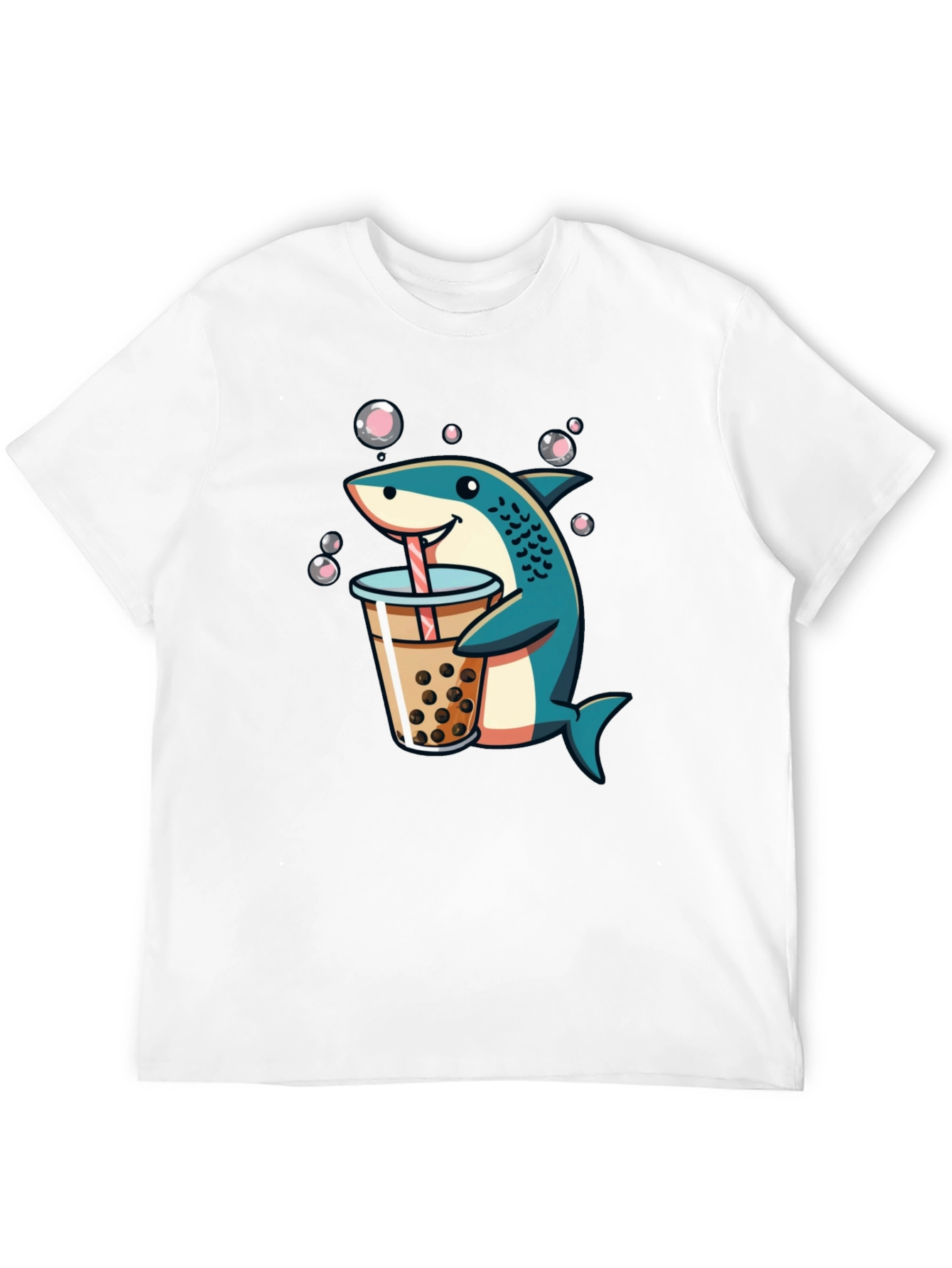 Shark Boba Tea Graphic Tee - Funny Cartoon T-Shirt