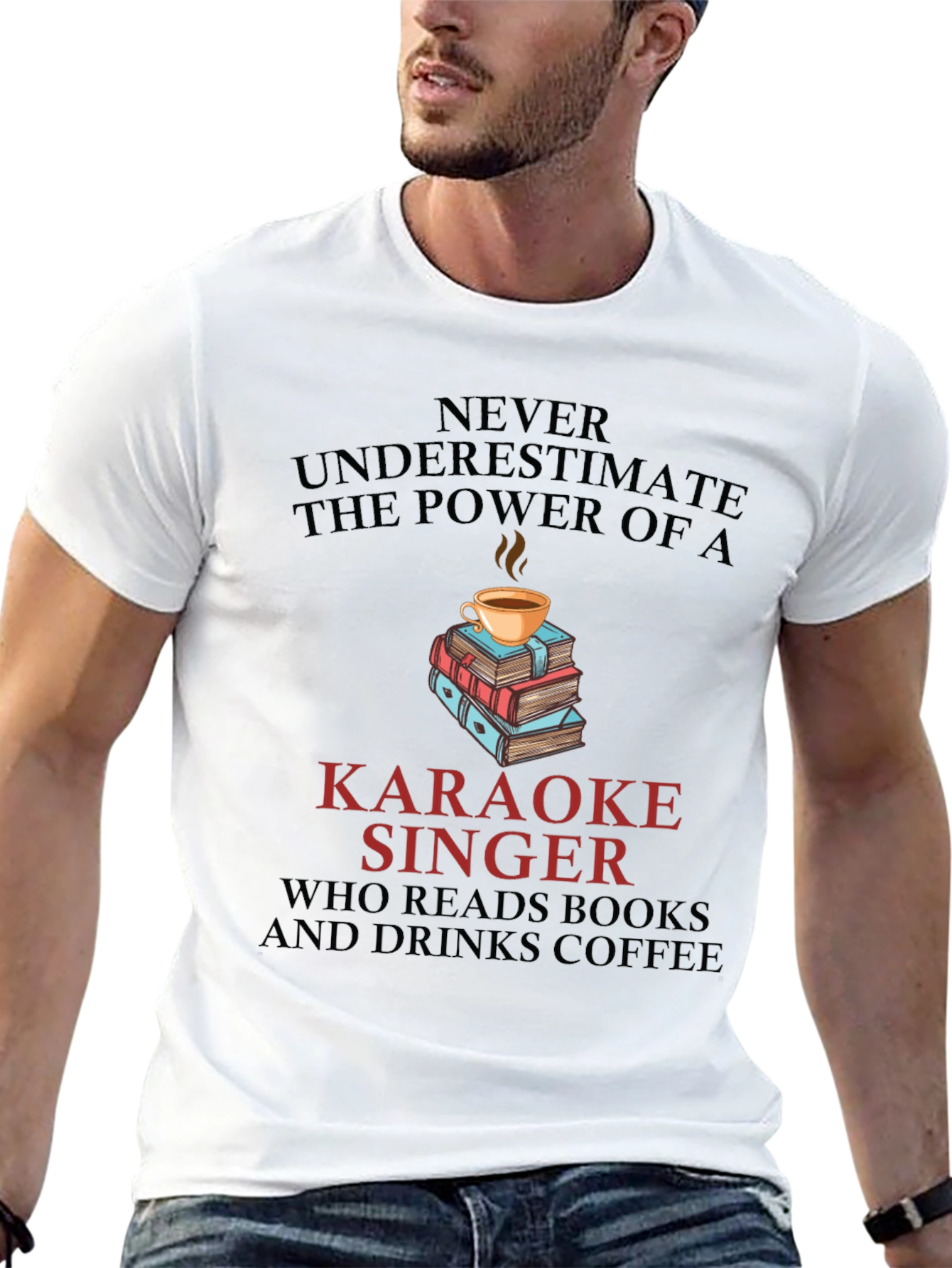 Karaoke Singer Books & Coffee Graphic Tee