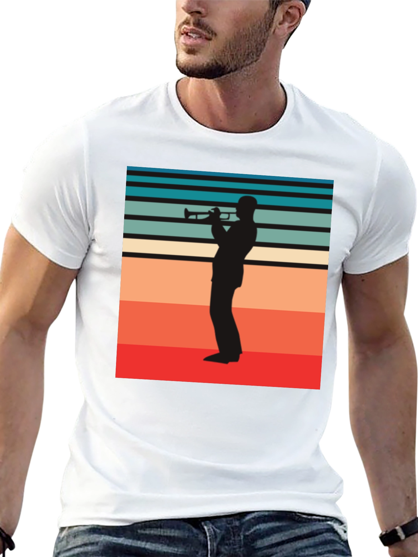 Retro Trumpet Player Graphic Tee