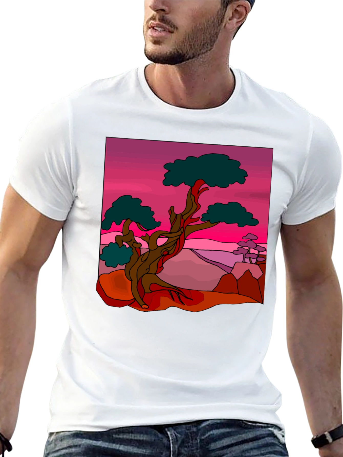 Bonsai Tree Graphic Print Black T-Shirt