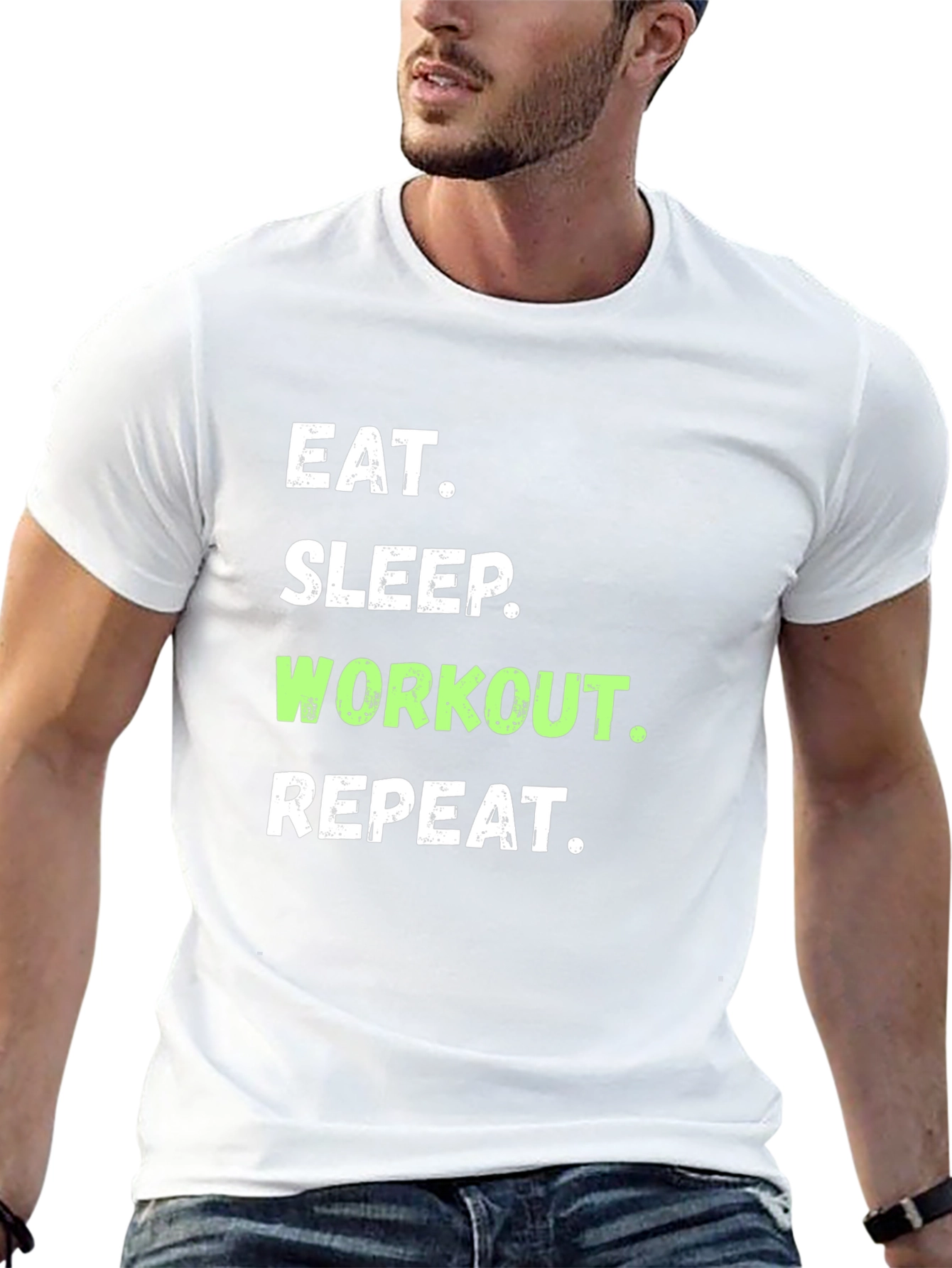 Eat Sleep Workout Repeat T-Shirt Gym Motivation