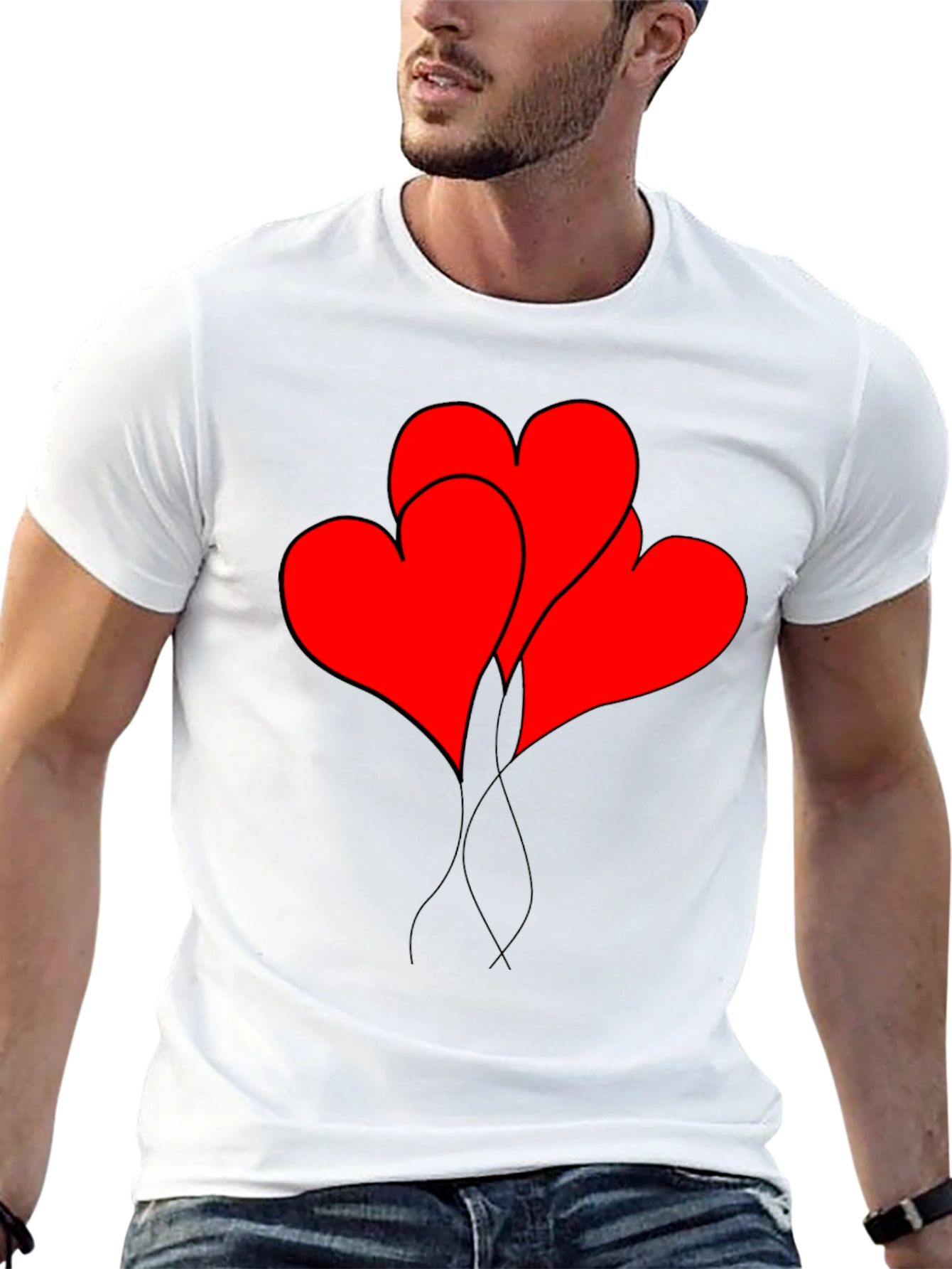 Heart Balloons Graphic Tee - Black Casual Shirt