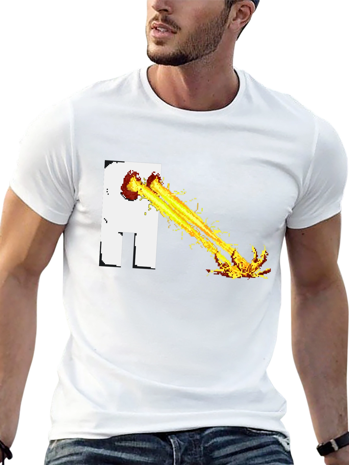 Pixel Art Beam T-Shirt - Black