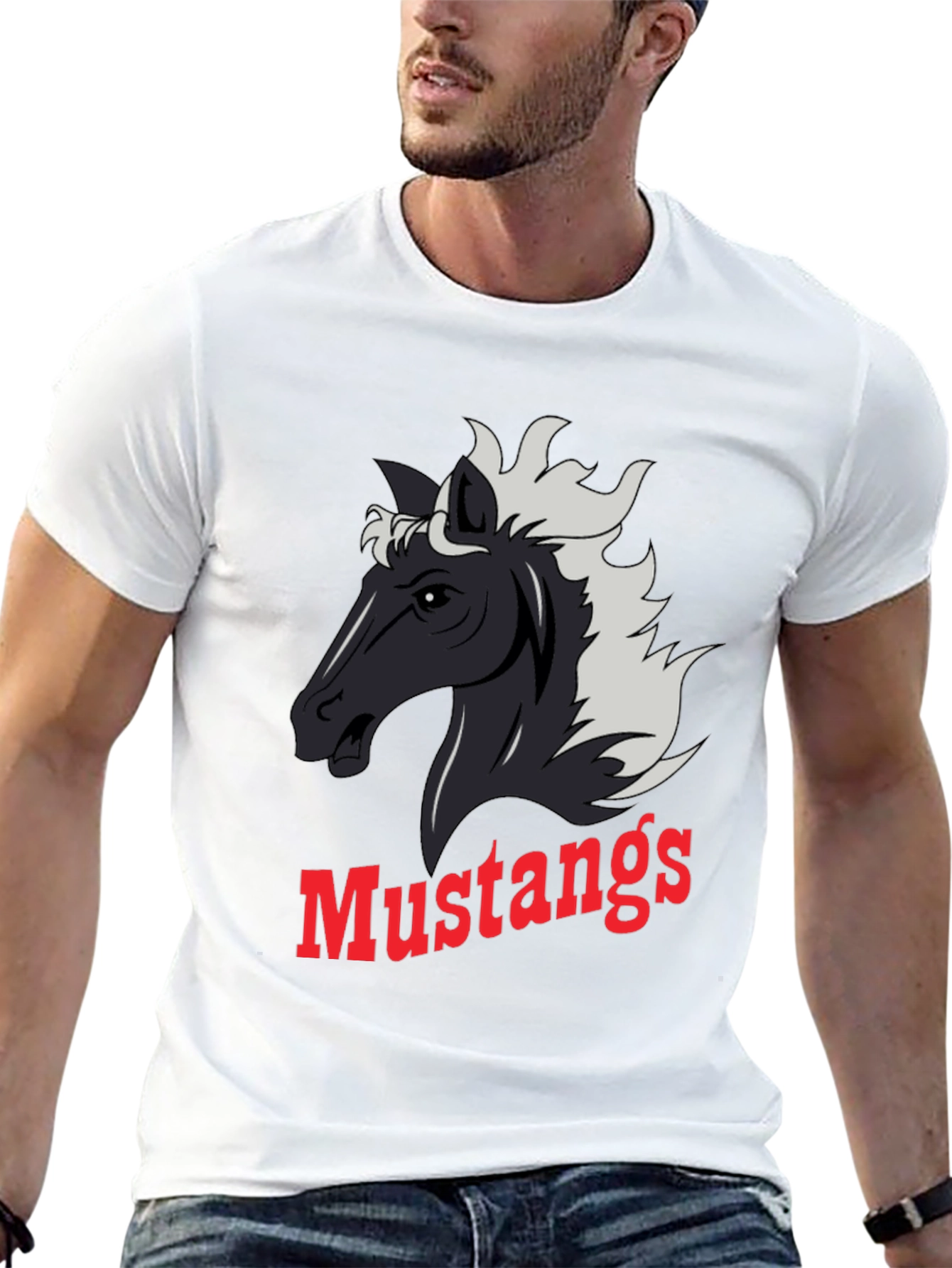 Mustangs Graphic Tee - Black Cotton Blend