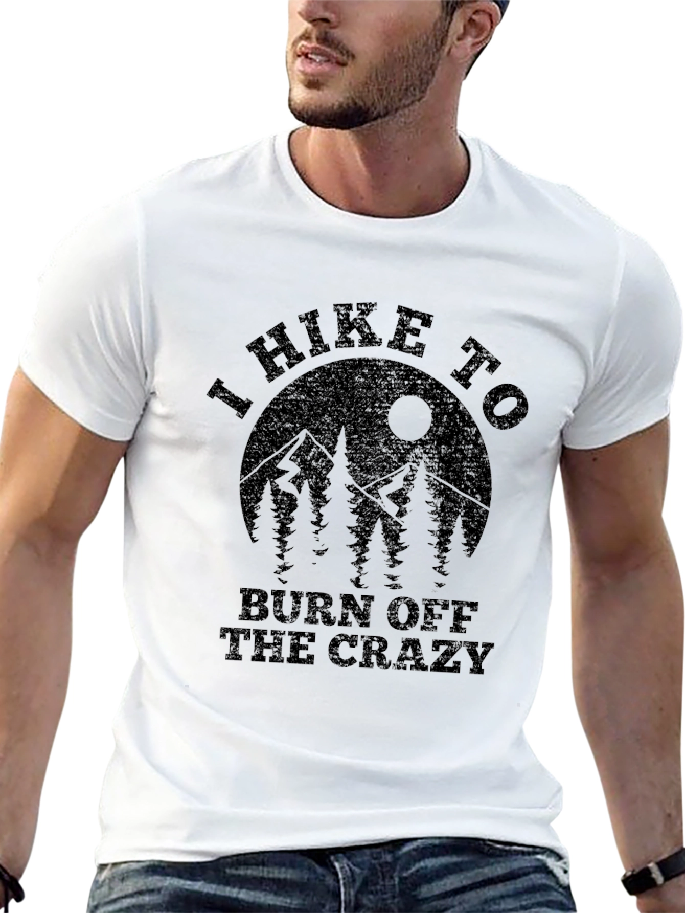 Hike to Burn Off Crazy Black Graphic Tee