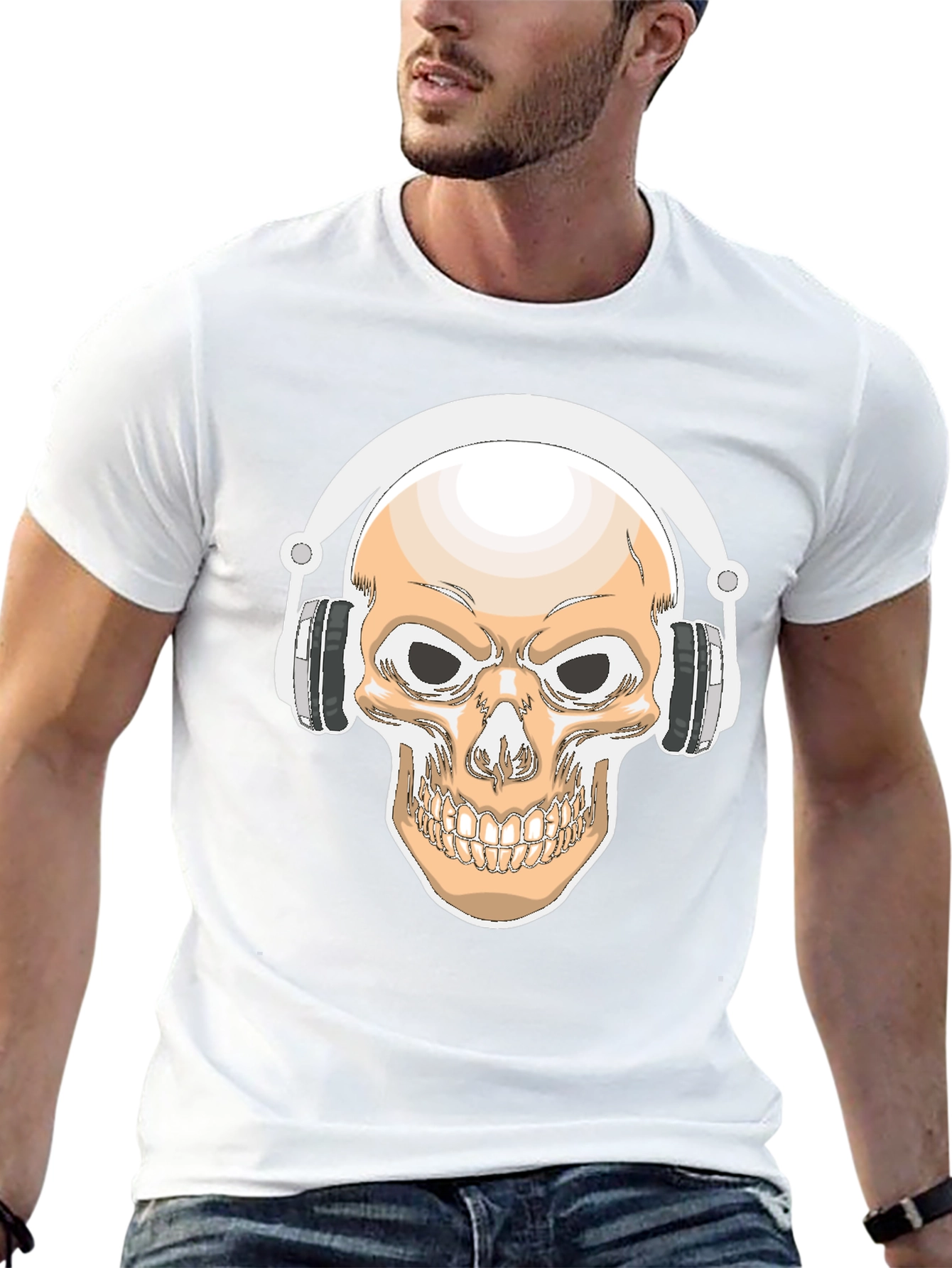 Skull with Headphones Graphic Tee