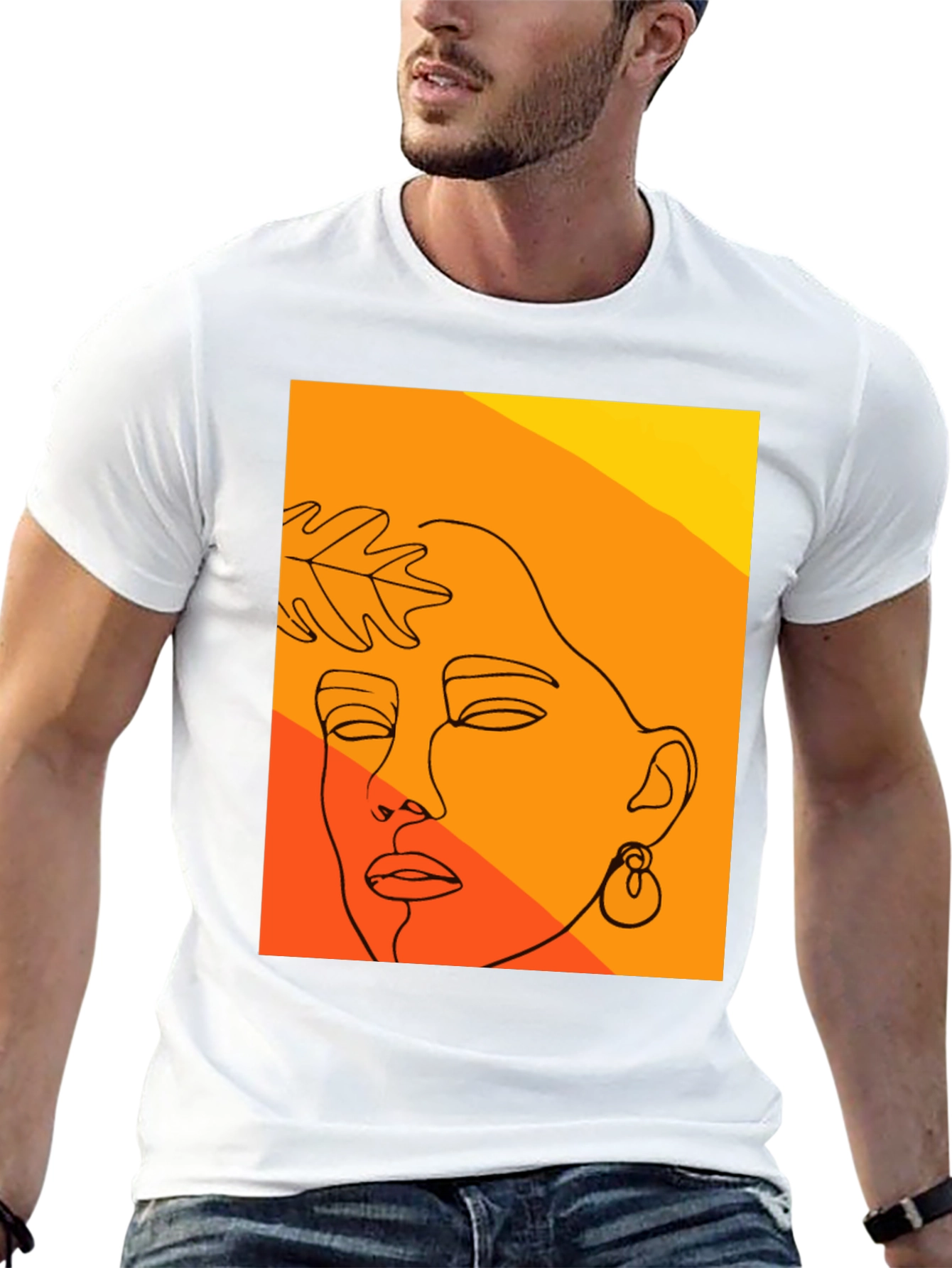 Abstract Face Line Art T-Shirt - Modern Graphic Tee