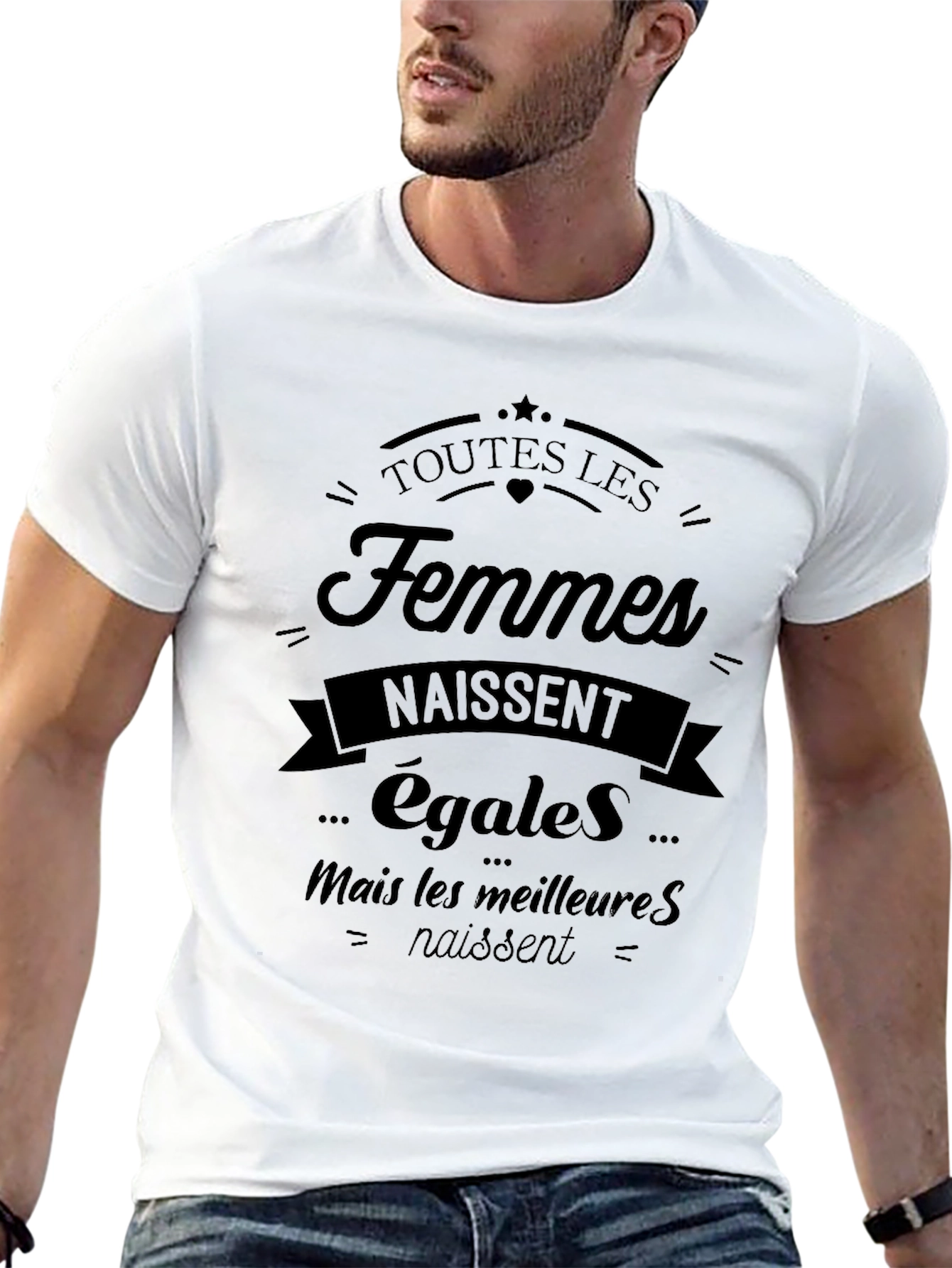 Feminist Slogan Black T-Shirt: Toutes Les Femmes