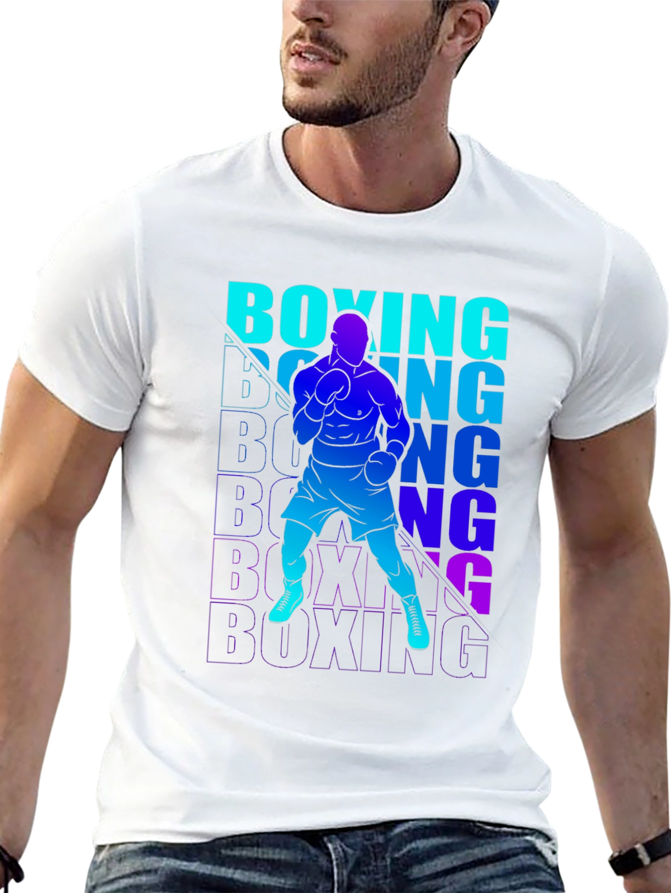 Boxing Graphic Print T-Shirt for Men