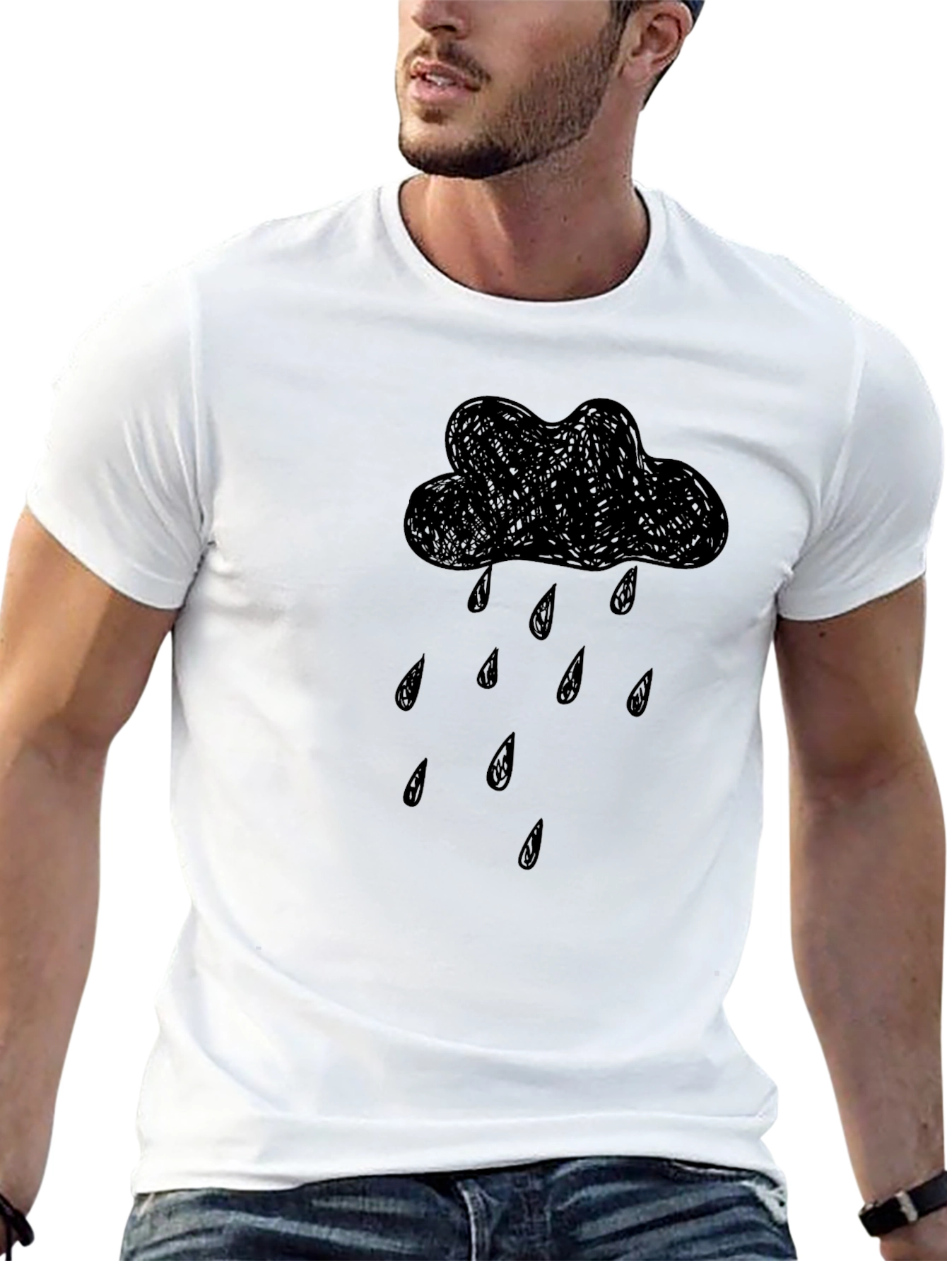 Rain Cloud Graphic Black T-Shirt