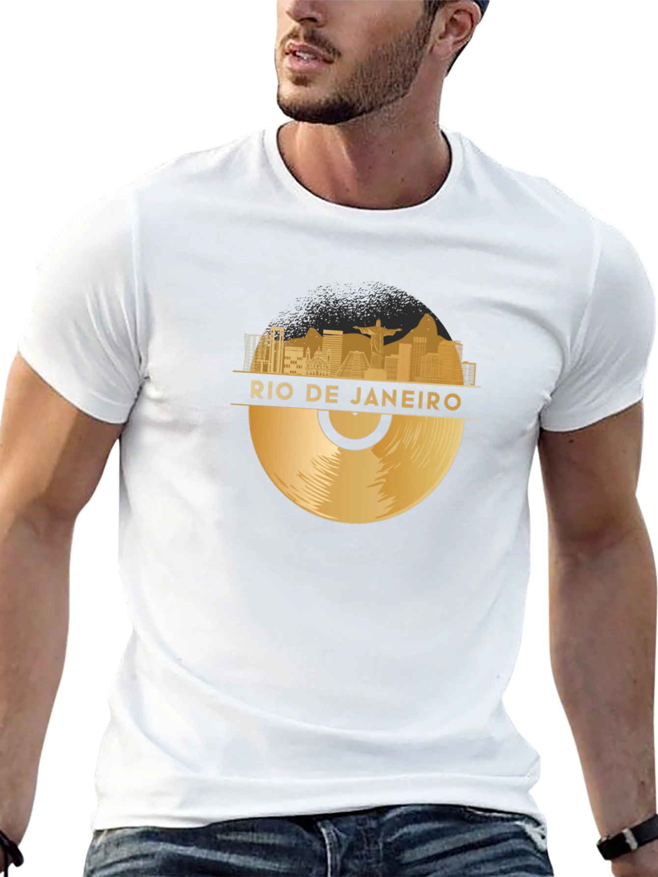 Rio de Janeiro Vinyl Graphic T-Shirt - Black