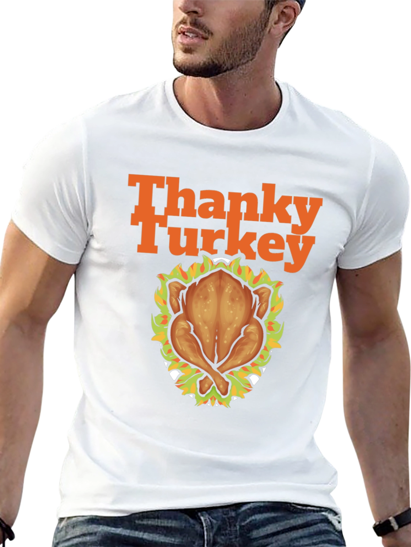 Thanky Turkey Thanksgiving T-Shirt - Roasted Turkey Graphic Tee