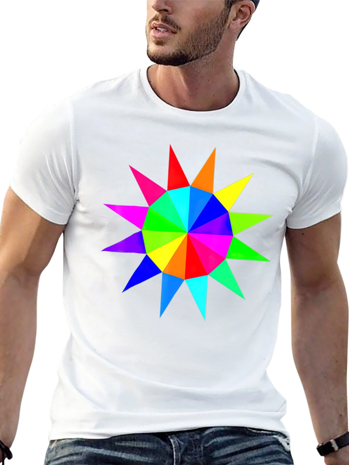 Rainbow Starburst Graphic Black T-Shirt