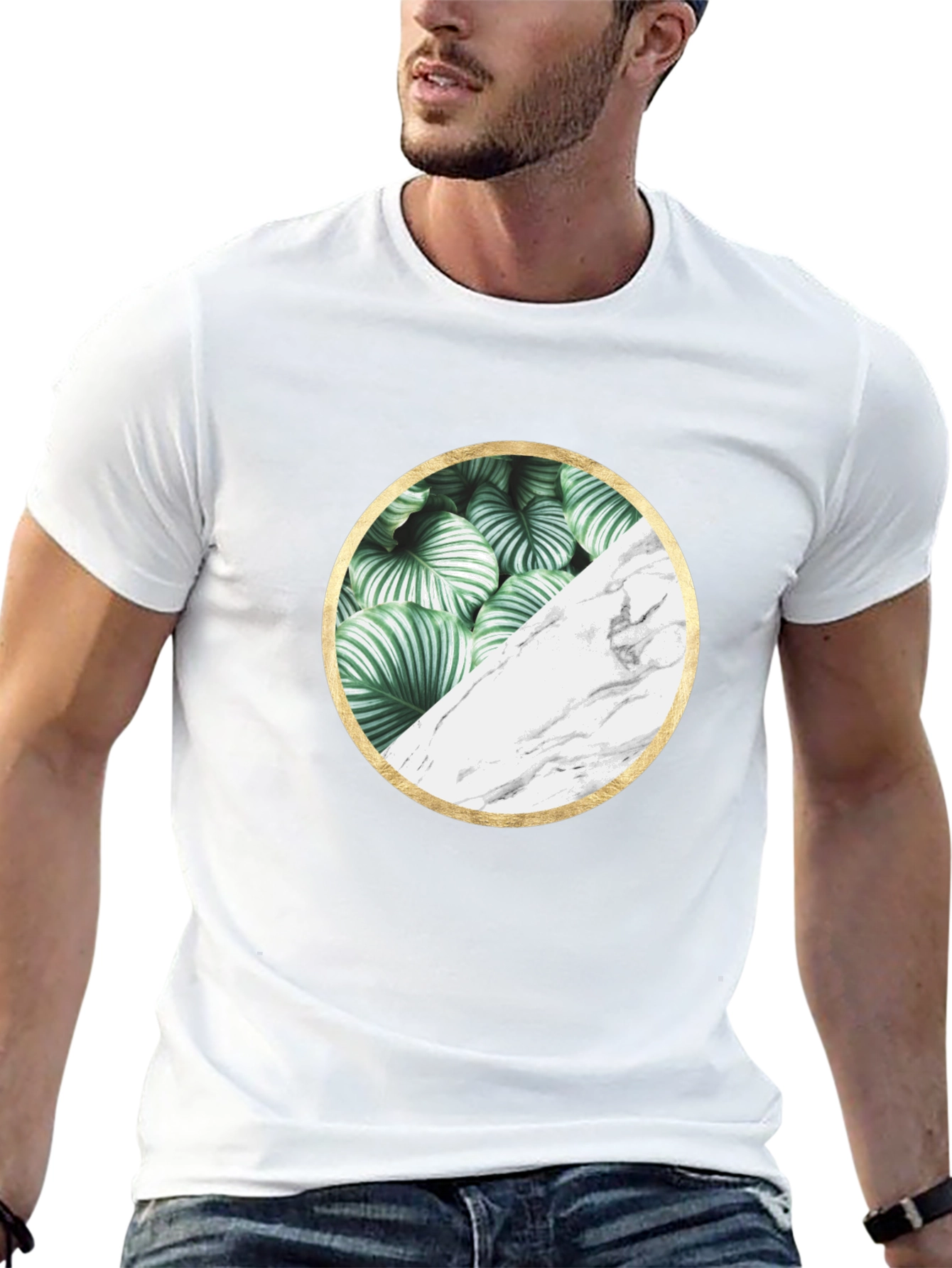 Nature Marble Circle Graphic Black Tee