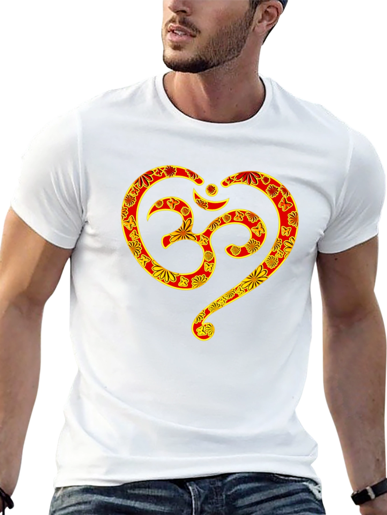 Om Symbol Heart Graphic T-Shirt - Black