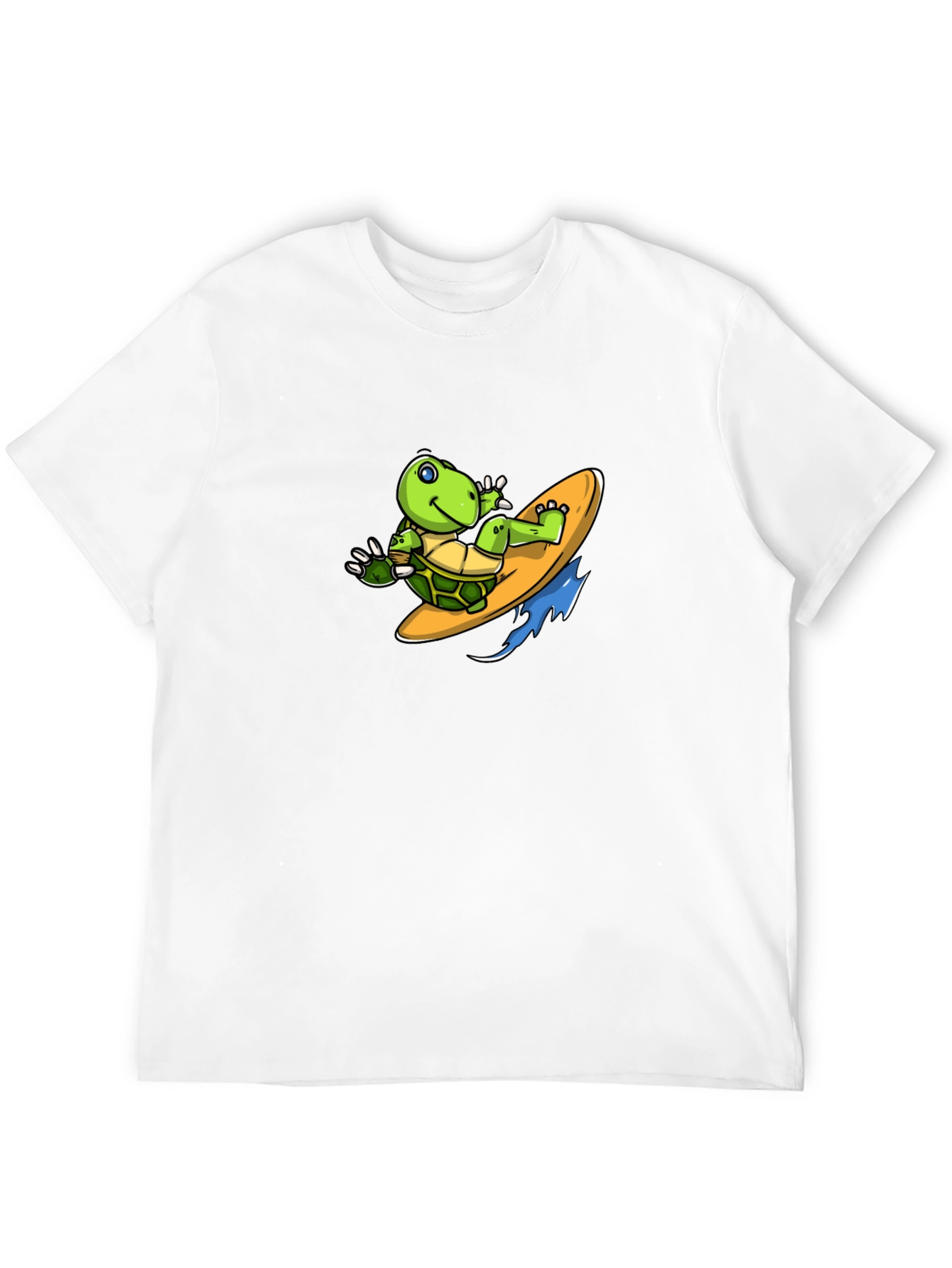 Surfing Turtle Graphic Tee - Black Cotton T-Shirt