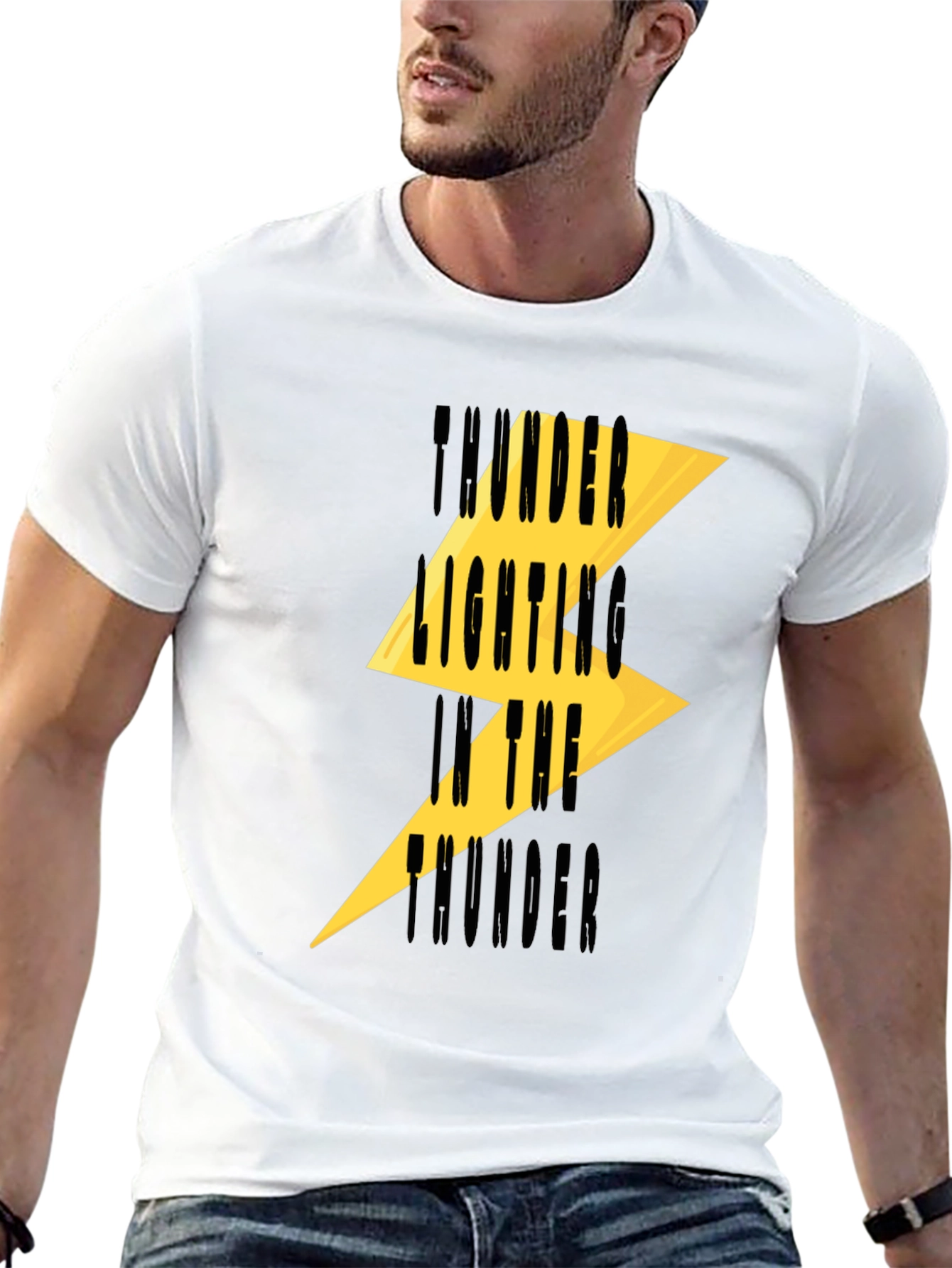 Thunder Lighting Printed Black T-Shirt