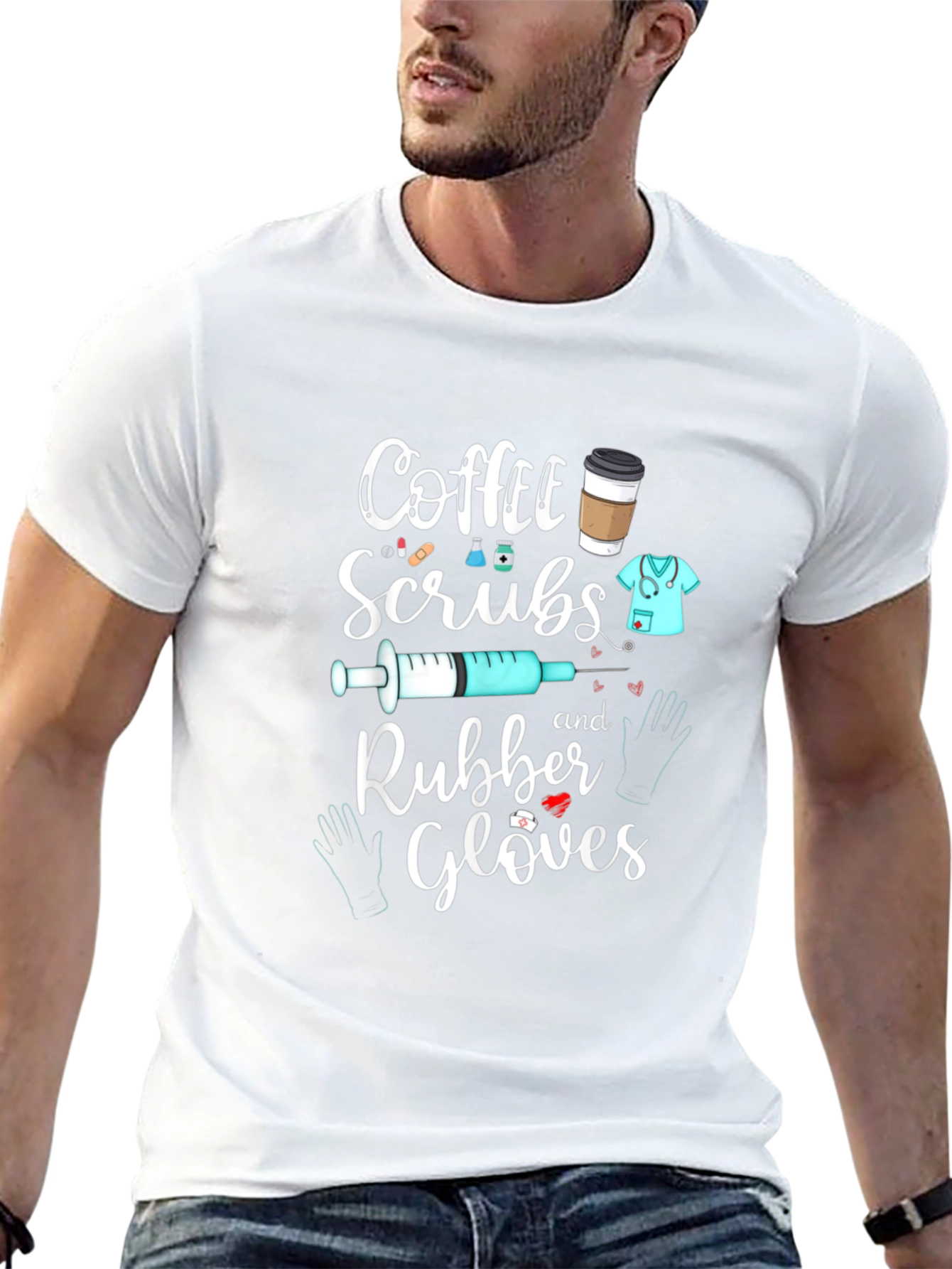 Coffee Scrubs Rubber Gloves Graphic T-Shirt
