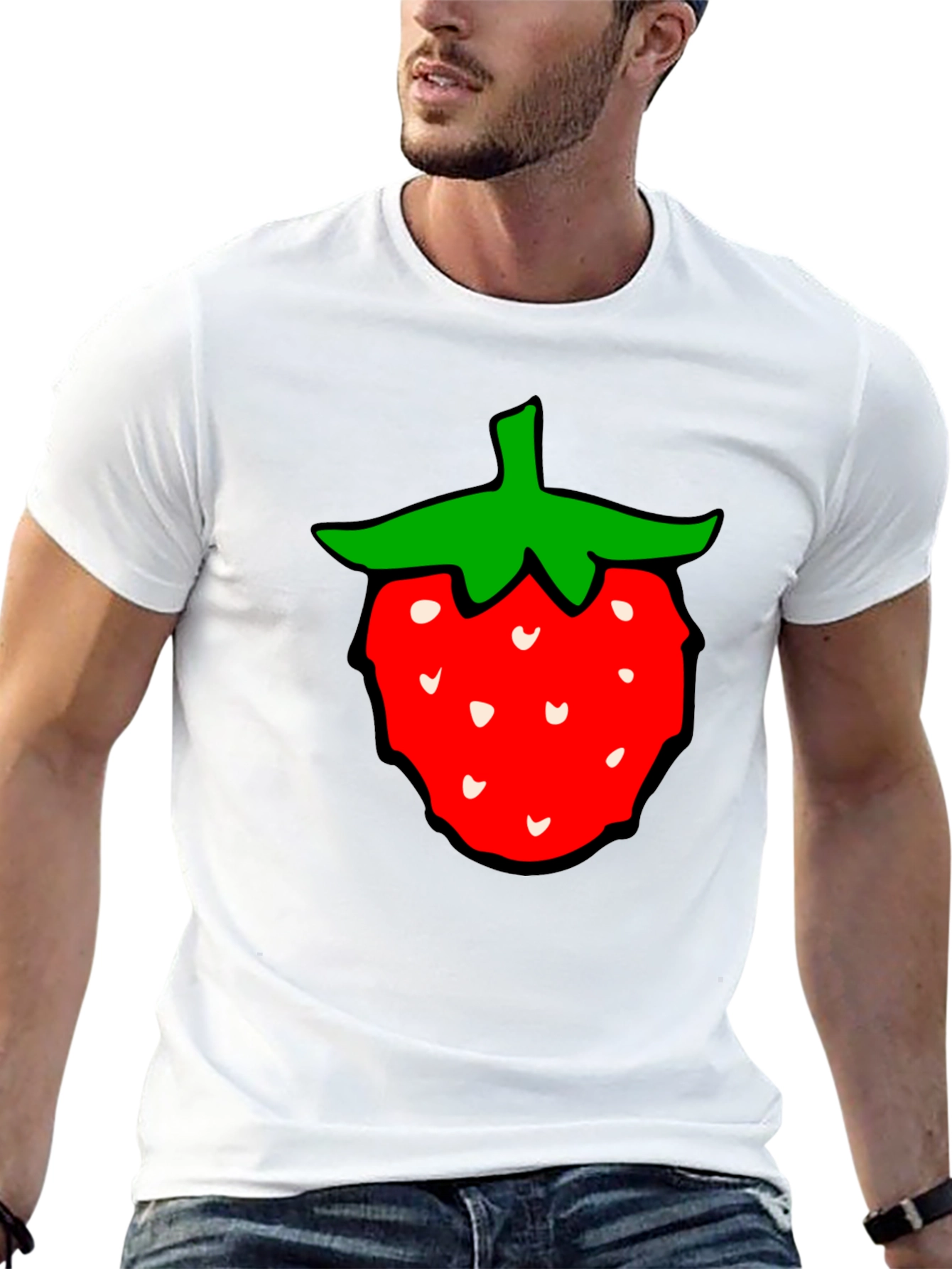 Strawberry Graphic Tee - Classic Black Cotton T-Shirt