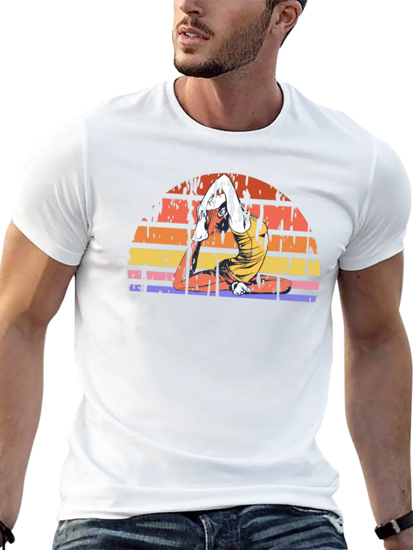 Yoga Pose Sunset Graphic Tee