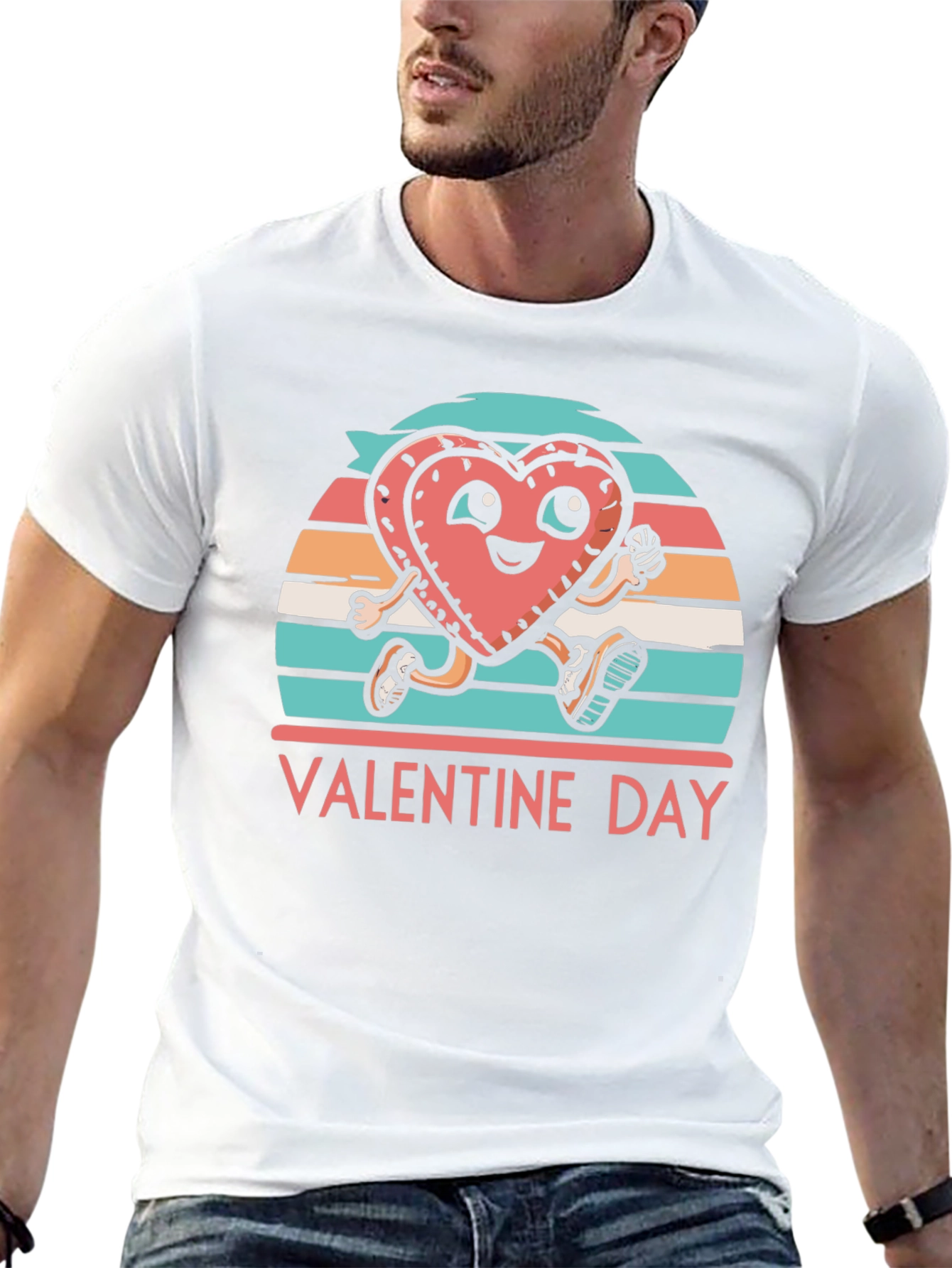 Valentines Day Heart Runner Graphic Tee