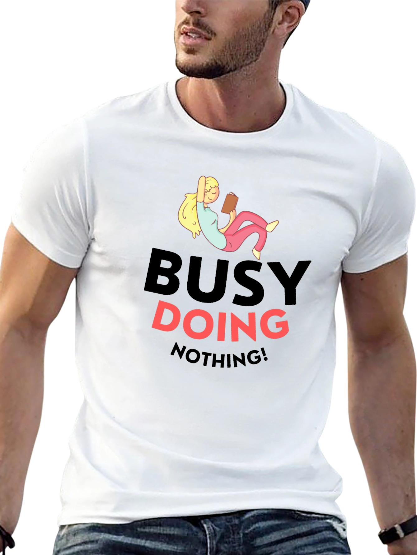 Busy Doing Nothing T-Shirt - Relaxed Fit Black Tee
