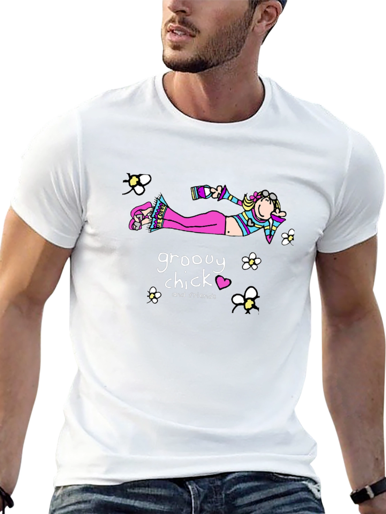 Groovy Chick T-Shirt - Relaxed Fit Black Cotton