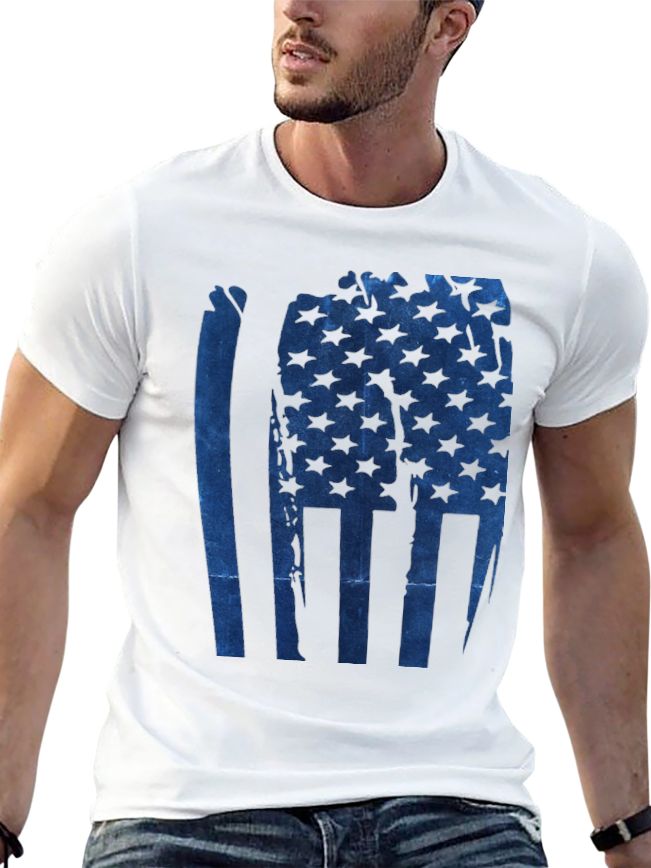 American Flag Graphic Print Mens T-Shirt