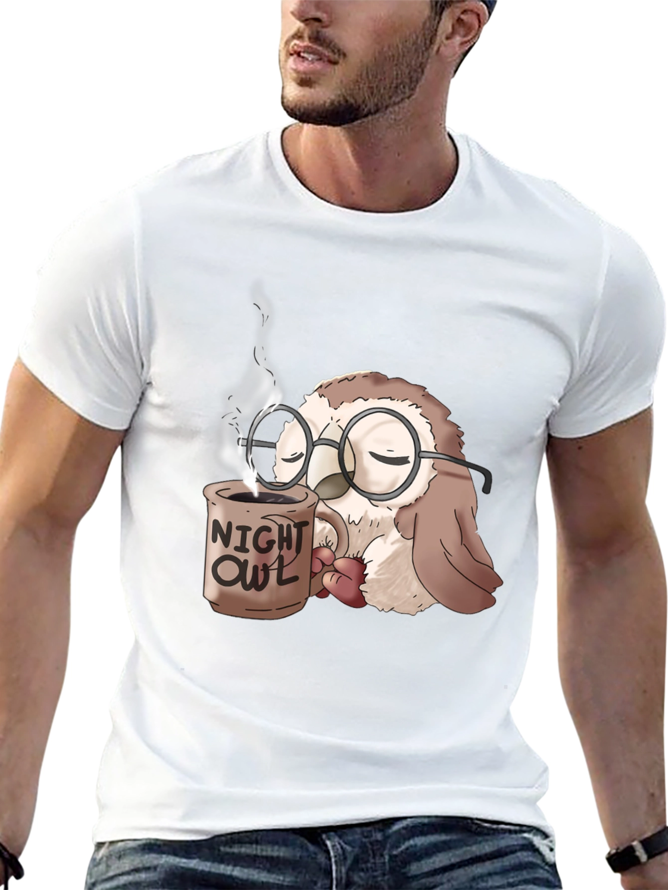 Night Owl Coffee T-Shirt - Funny Sleepy Owl Tee