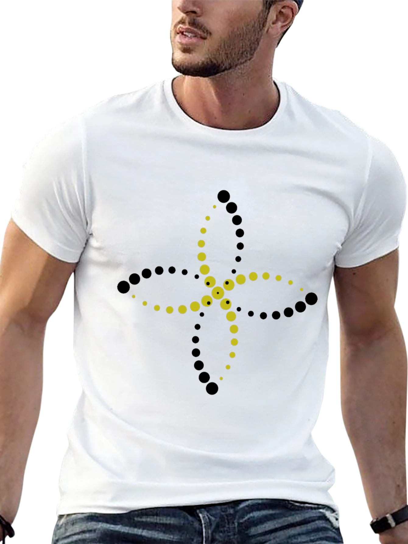 Abstract Flower Graphic Black Tee