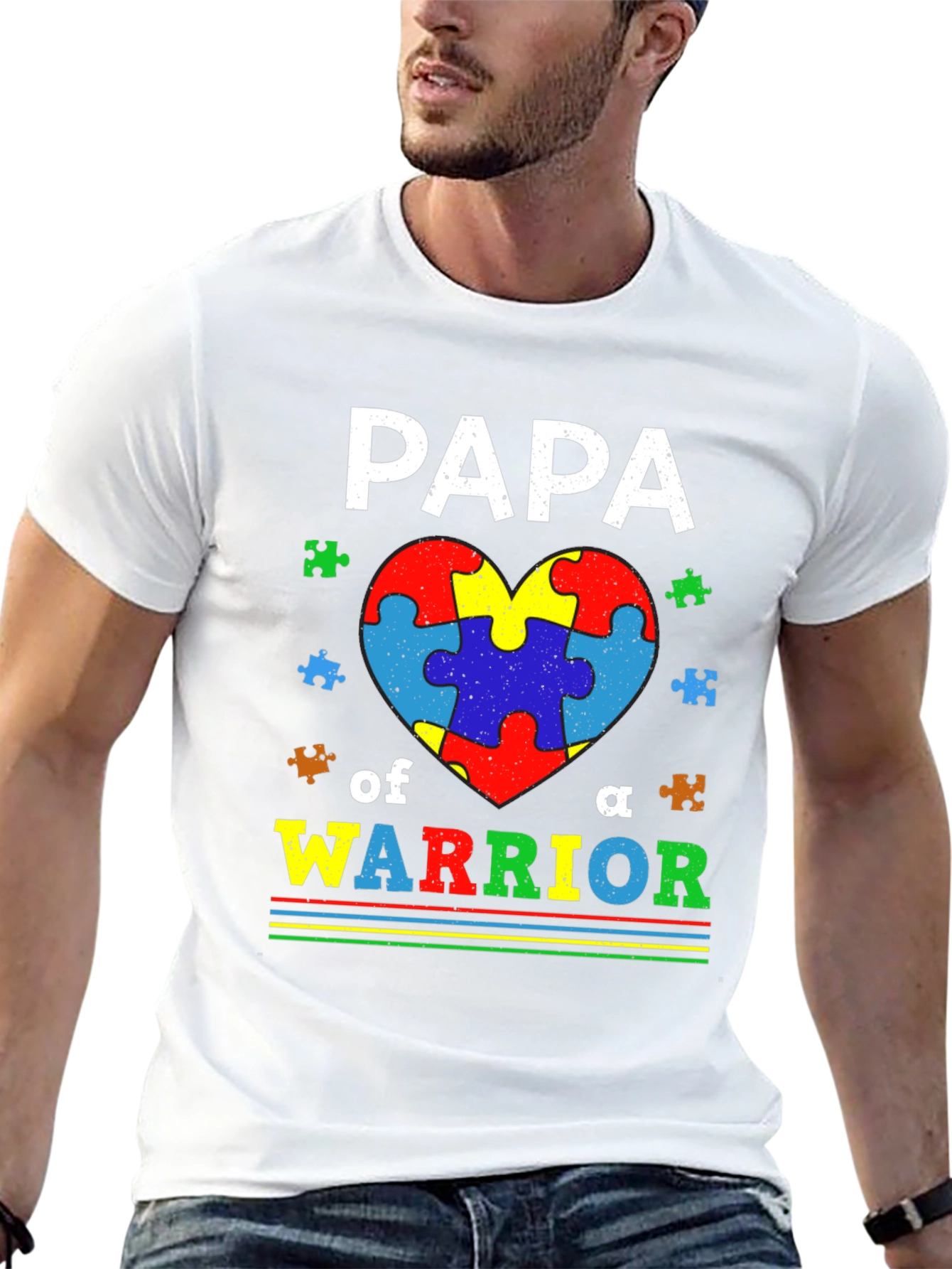 Papa of a Warrior Autism Awareness T-Shirt