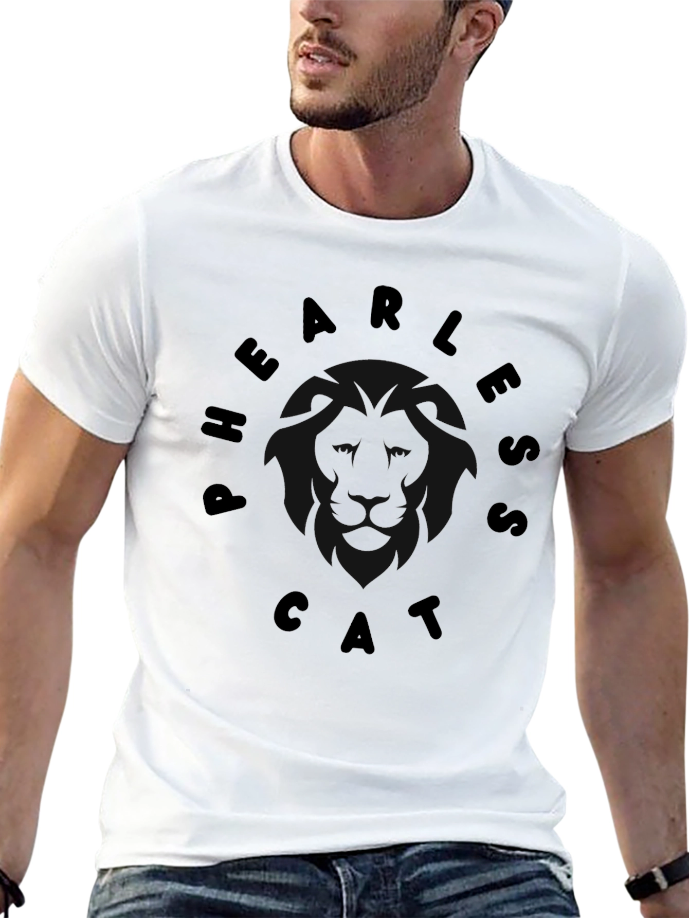 Fearless Cat Graphic Black T-Shirt