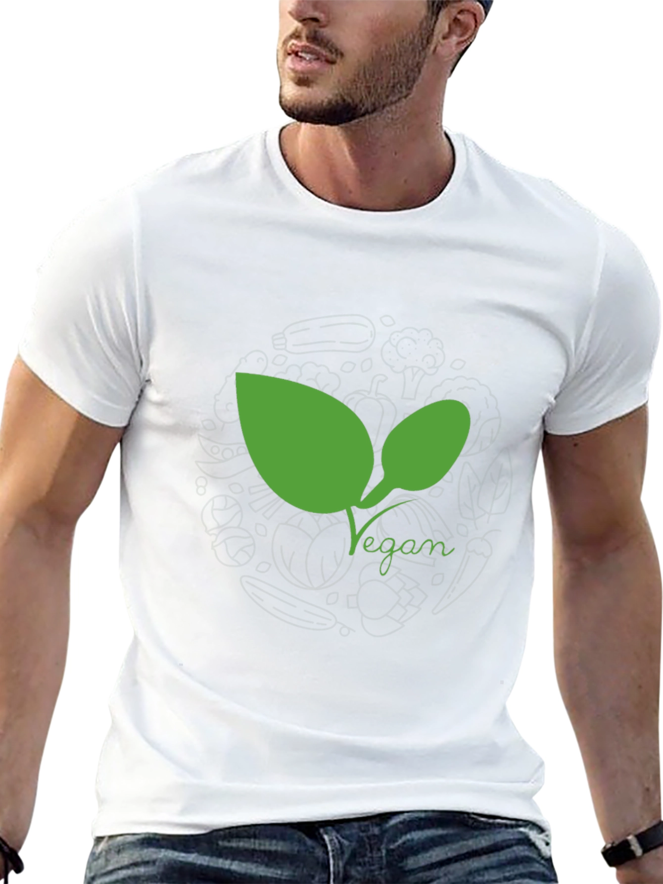 Vegan Leaf Graphic Tee - Black