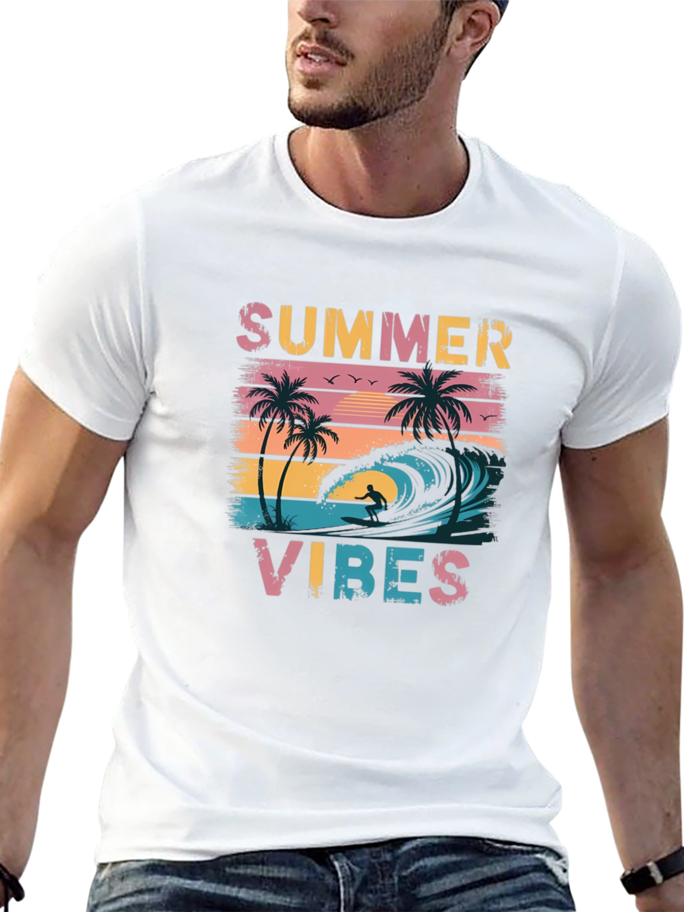 Summer Vibes Graphic Tee - Black Casual T-Shirt
