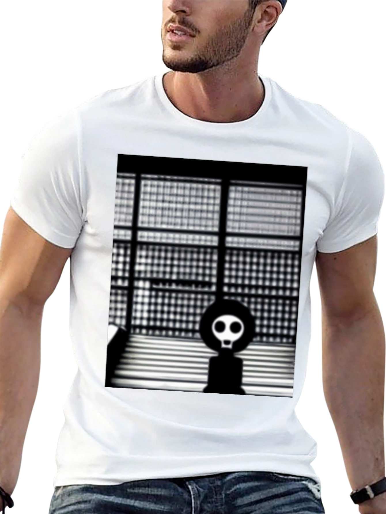 Modern Art T-Shirt - Geometric Skull Design