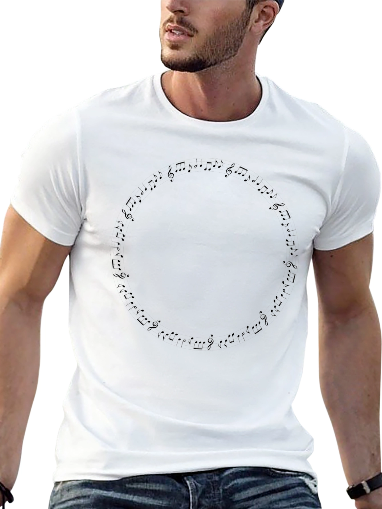 Music Notes Circle Black T-Shirt