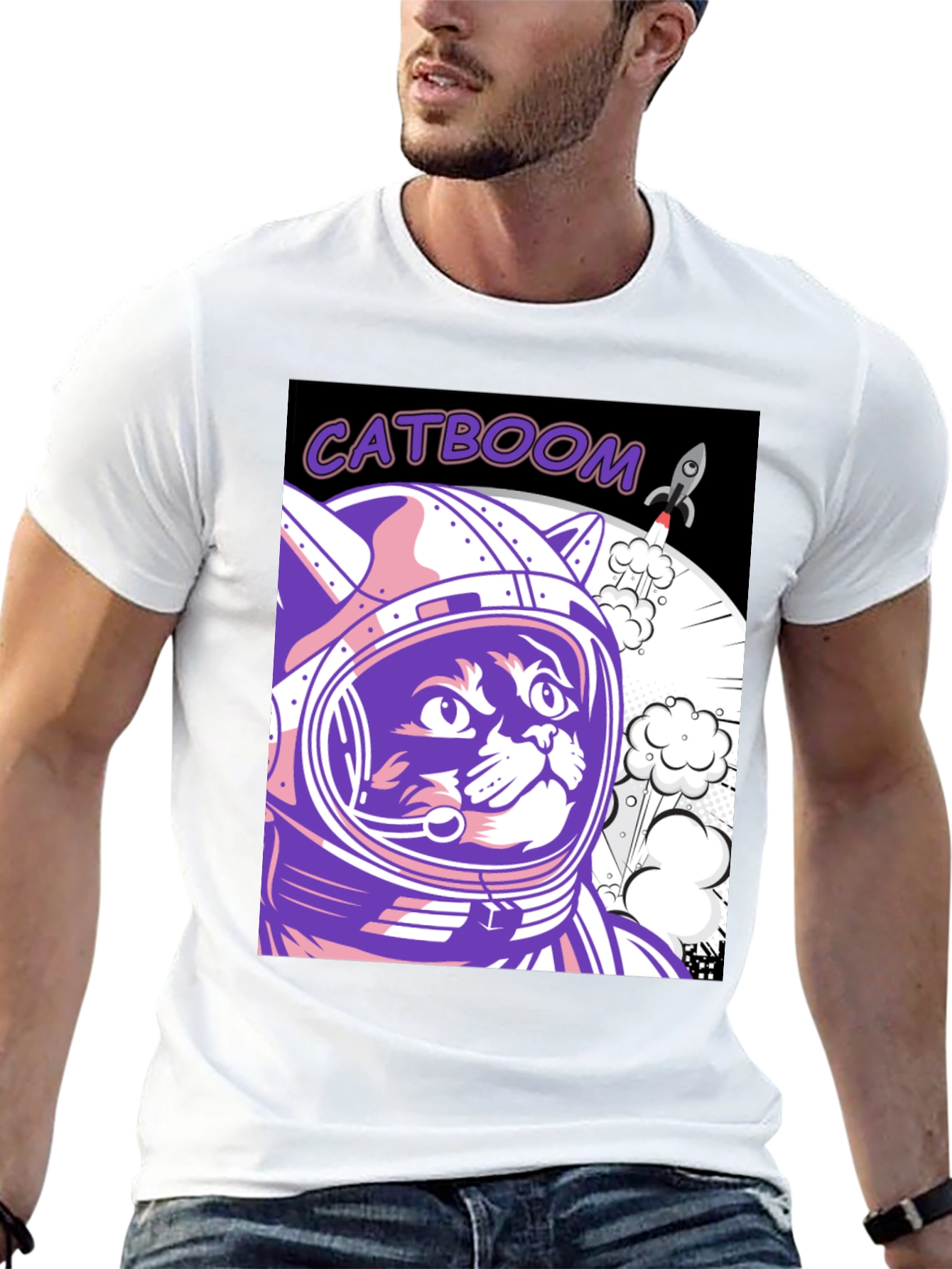 Catboom Astronaut Cat Graphic Tee