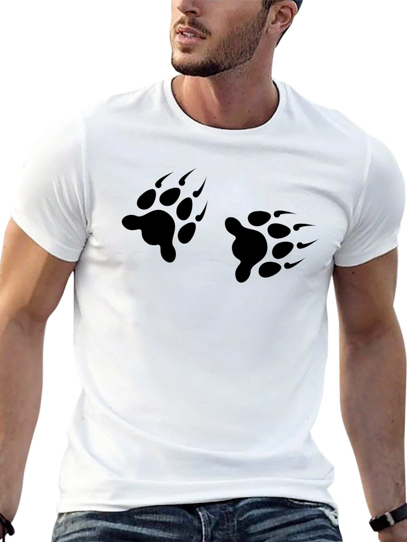 Bear Paw Print Black T-Shirt