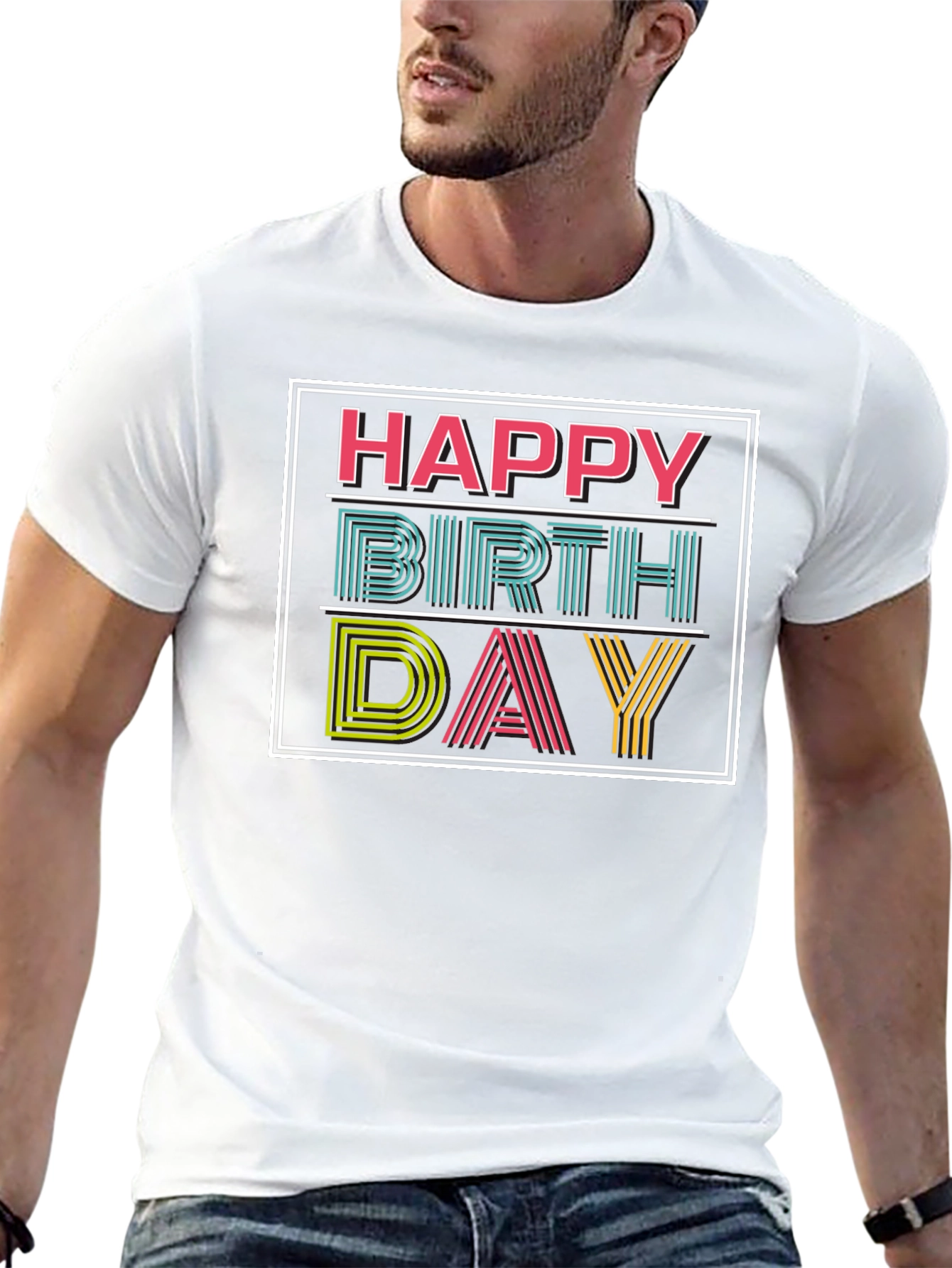 Happy Birthday Graphic Print Black T-Shirt