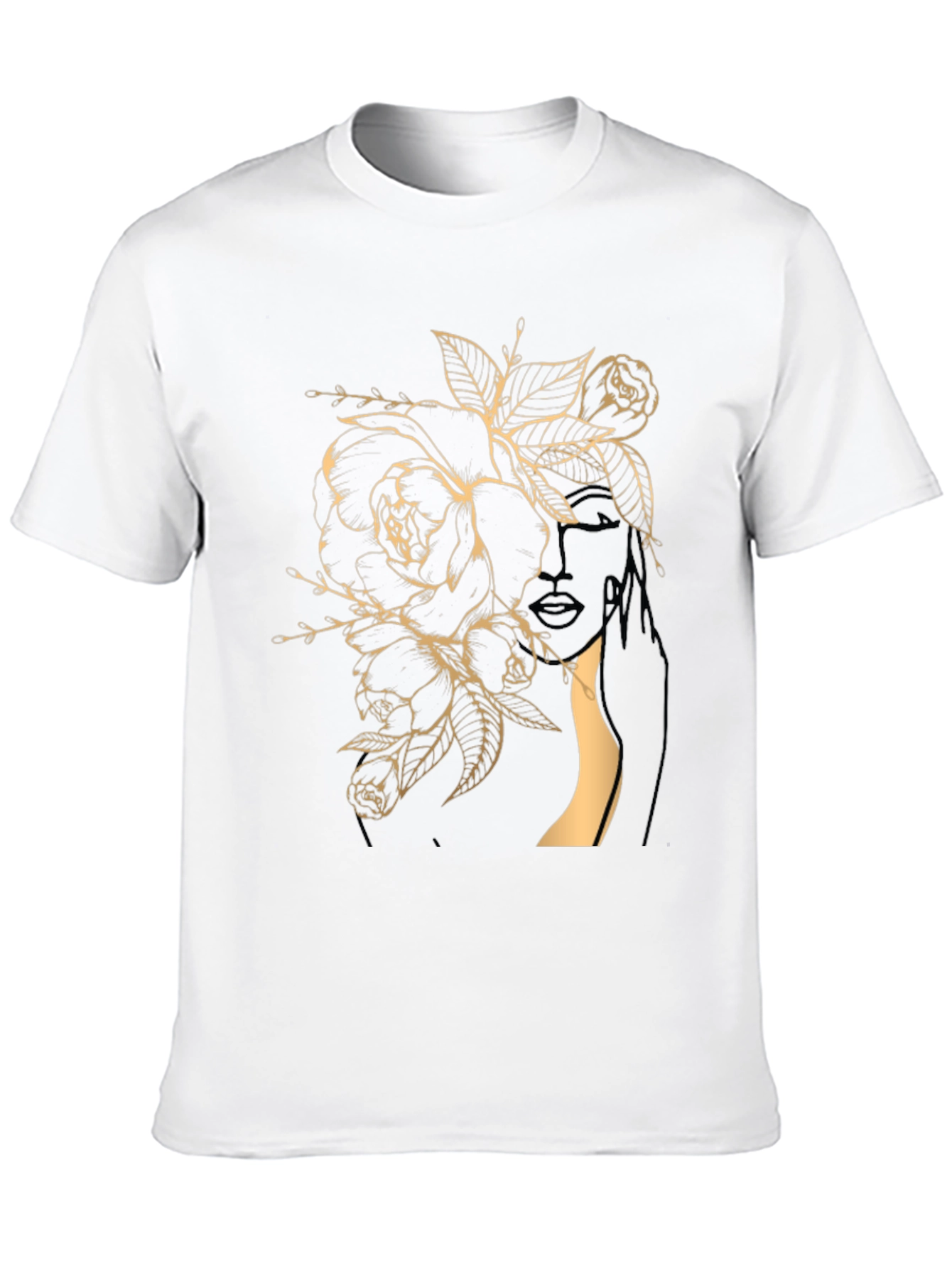 Floral Woman Graphic Tee - Stylish Black T-Shirt