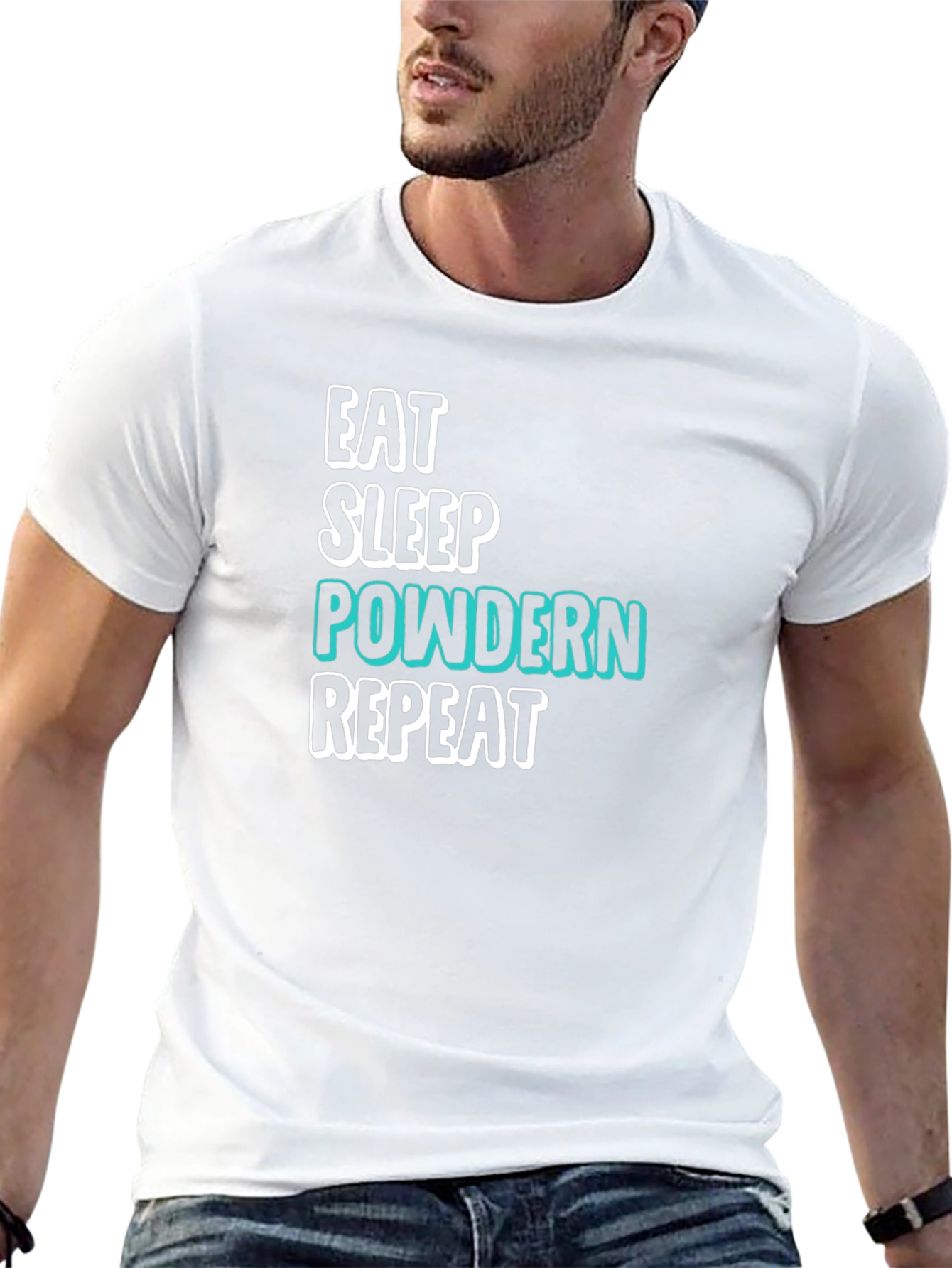 Eat Sleep Powdern Repeat Black T-Shirt