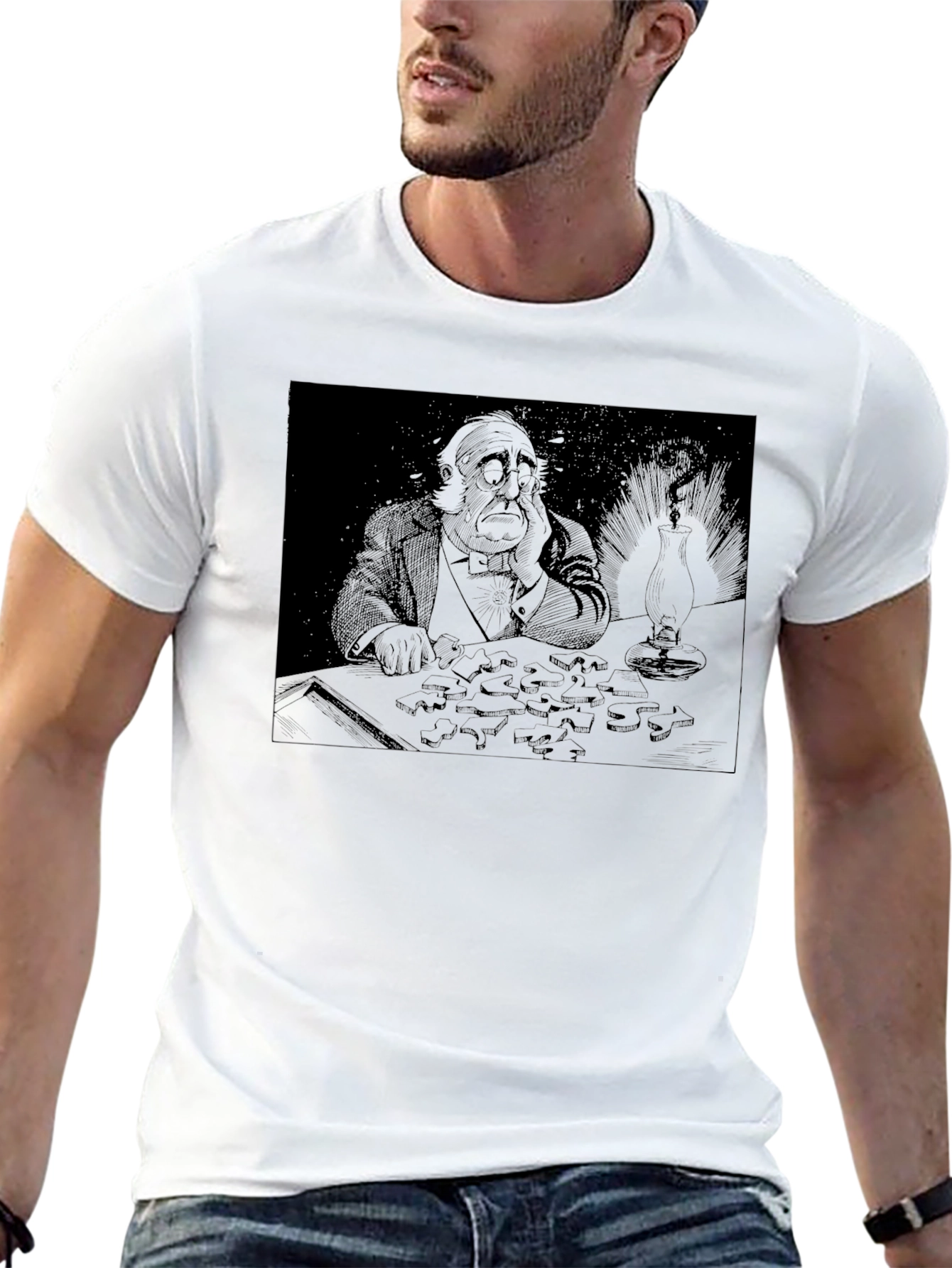 Contemplative Puzzle T-Shirt - Dark Humor Tee