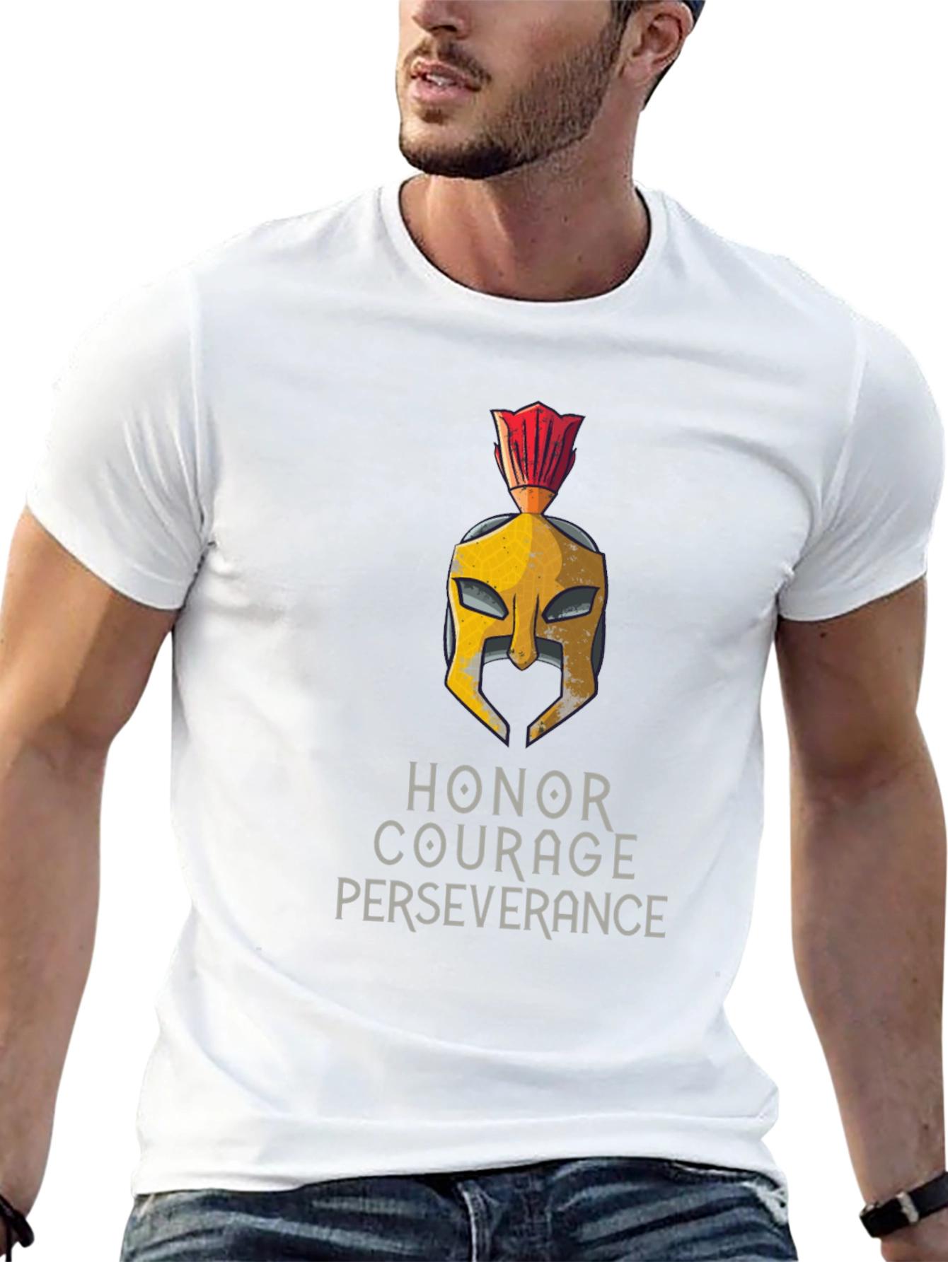 Honor Courage Perseverance Spartan Helmet T-Shirt