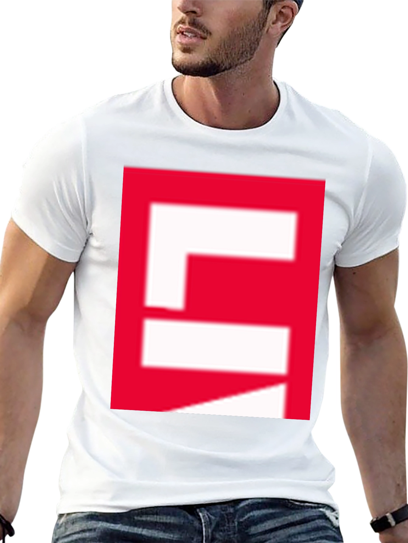 Red Block Graphic Black T-Shirt